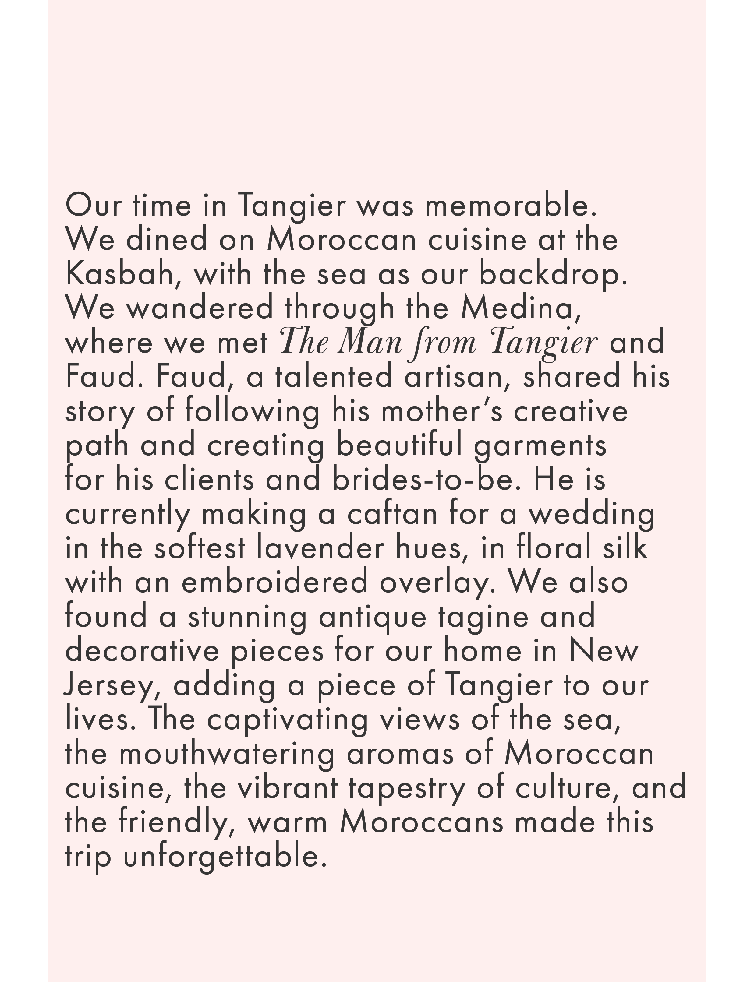 About the cuisine and culture of Tangier