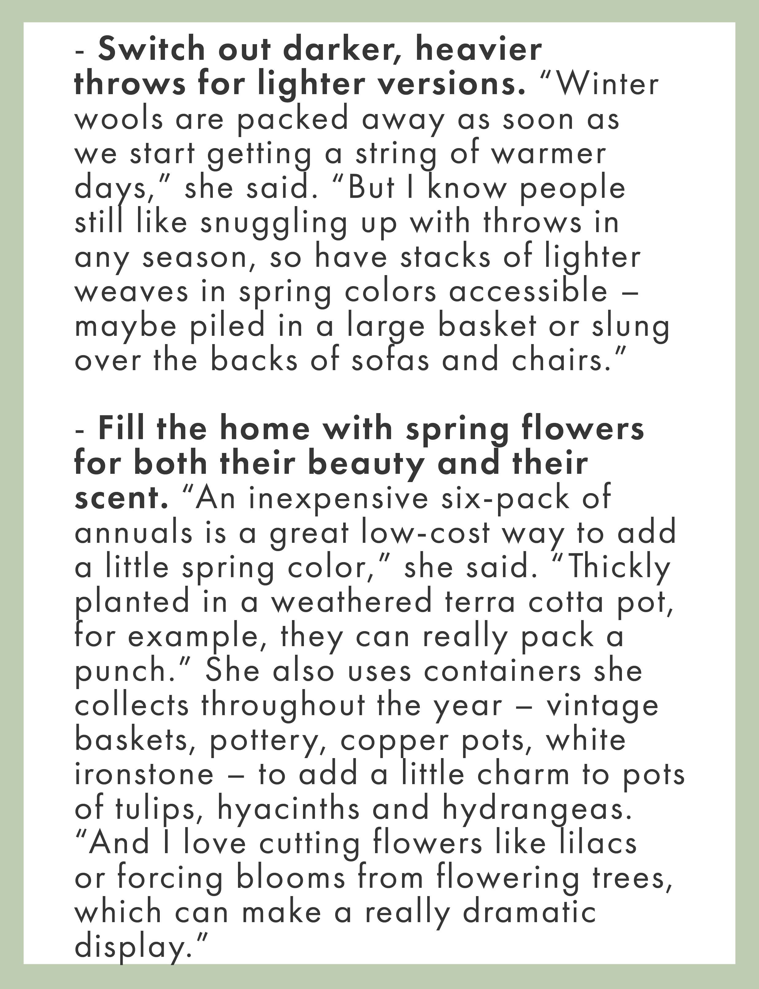 home decor advice use lighter colors and live flowers