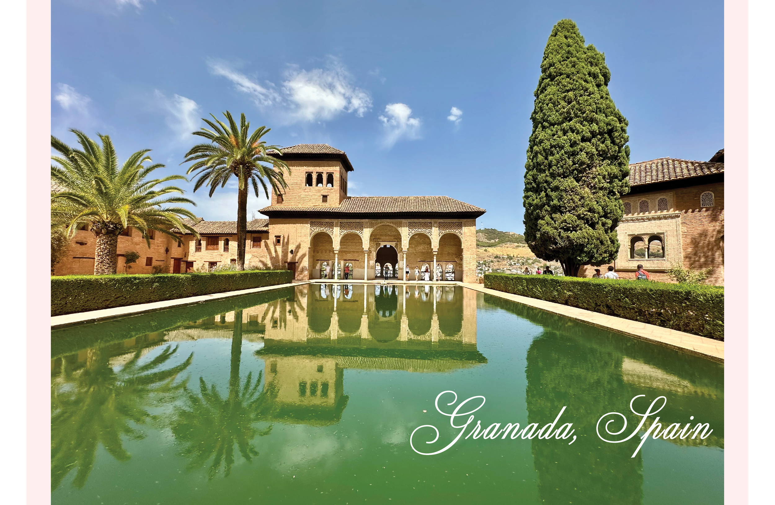 Reflecting pool of the Alhambra in Granada Spain
