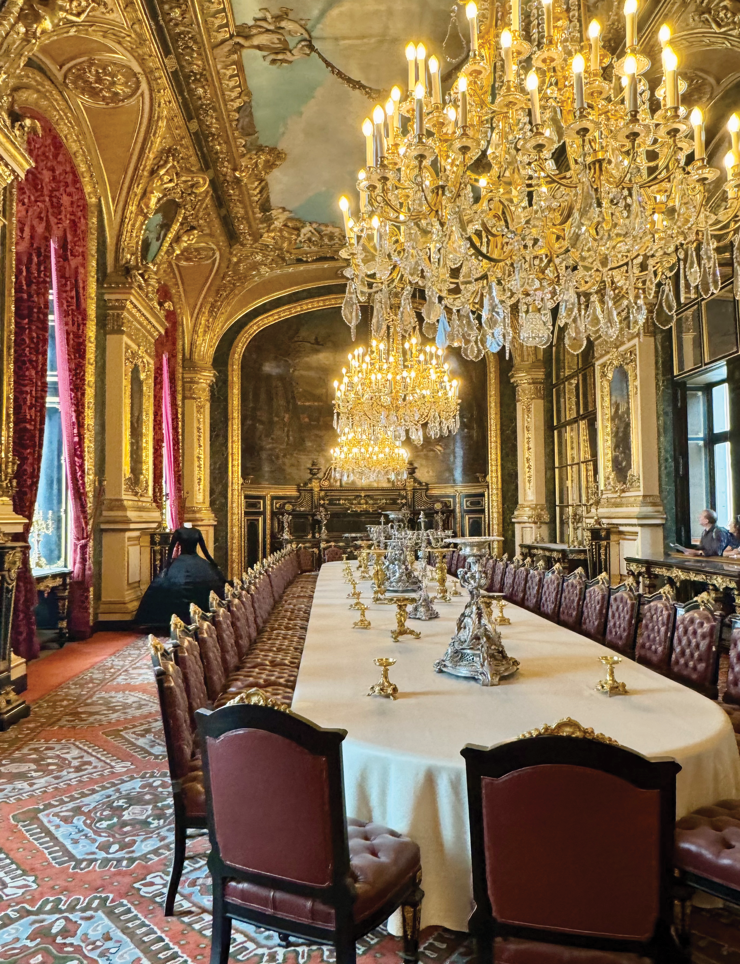 opulent Grand Dining Room inside the Napoleon III Apartments at the Louvre Museum in Paris, France