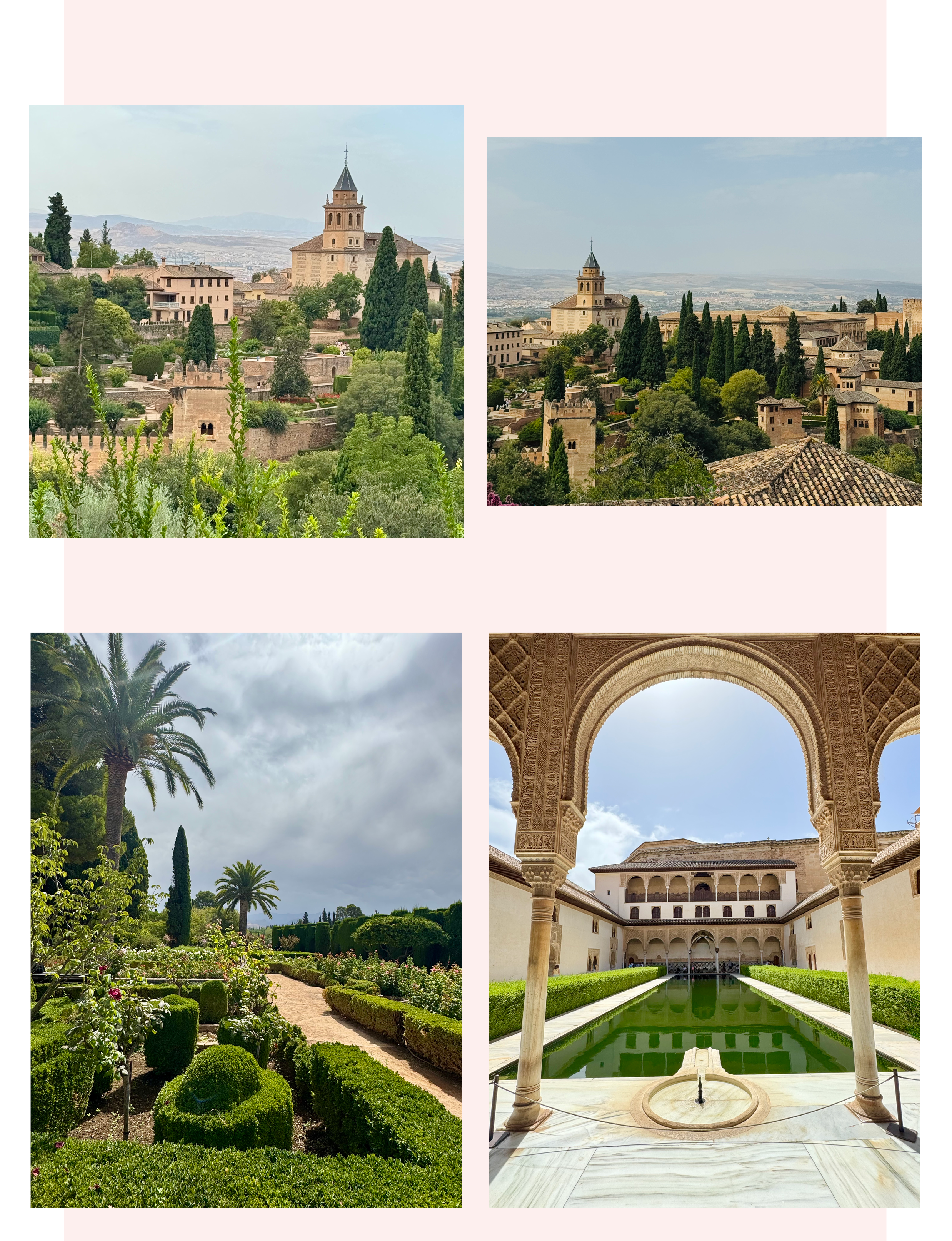 Architecture and gardens of Gardens of the Alhambra in Granada Spain