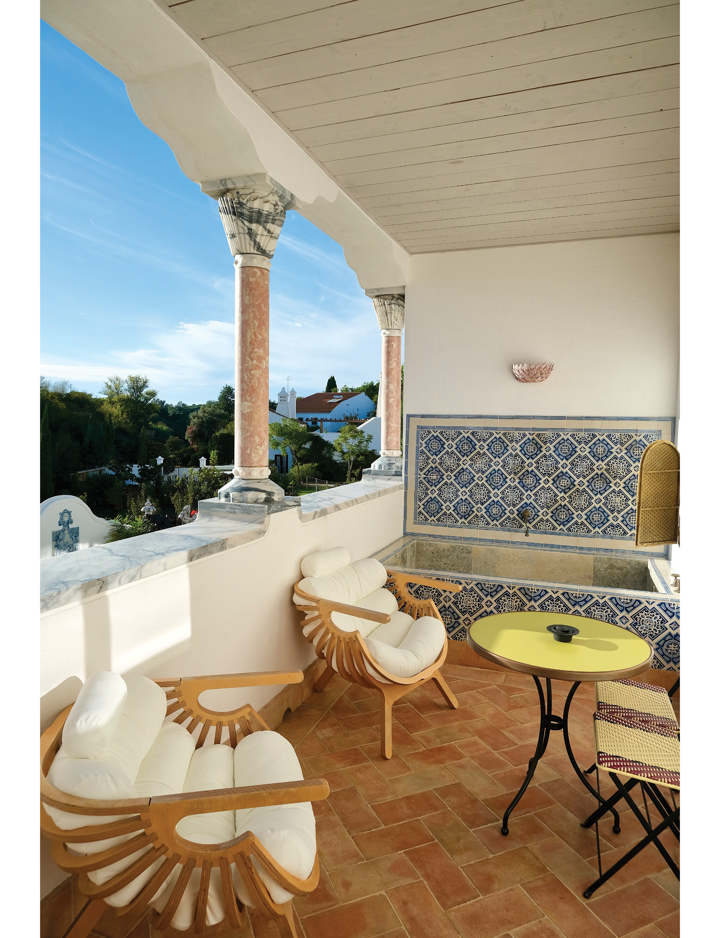Melides Portugal luxury balcony furniture overlooking gardens