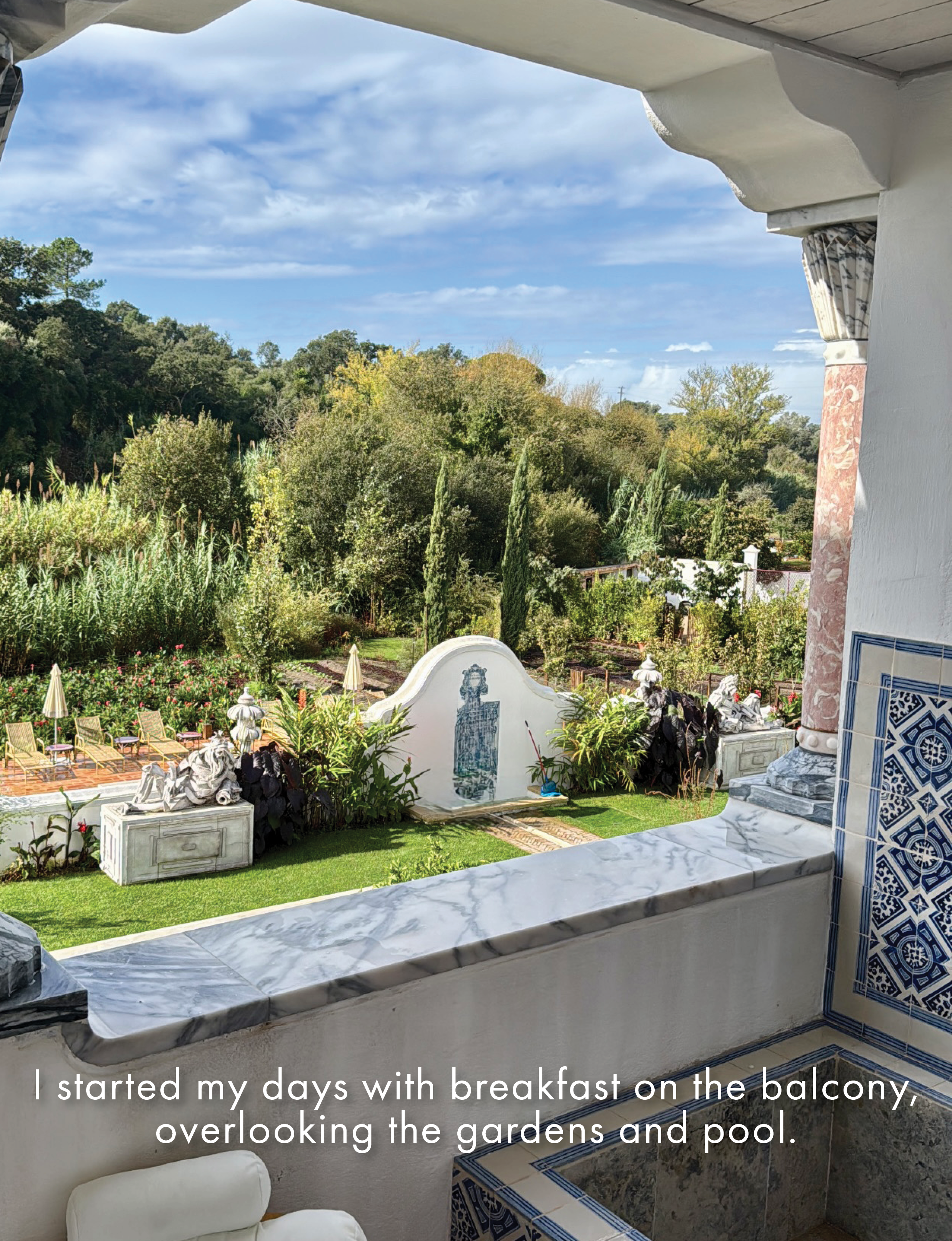 Melides Portugal balcony overlooking gardens