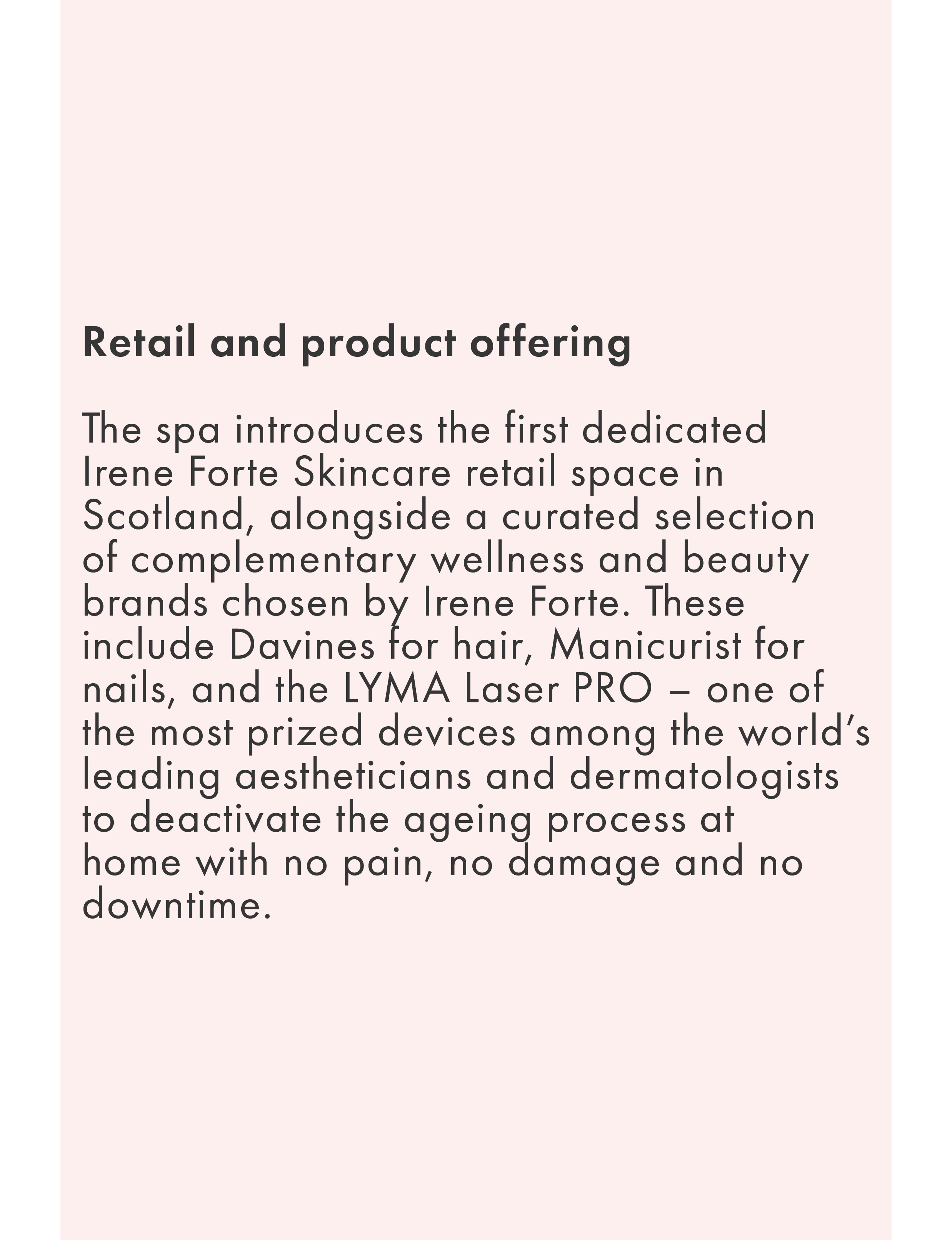 Irene Forte Skincare at Irene Forte Spa, The Balmoral, Edinburgh, Scotland