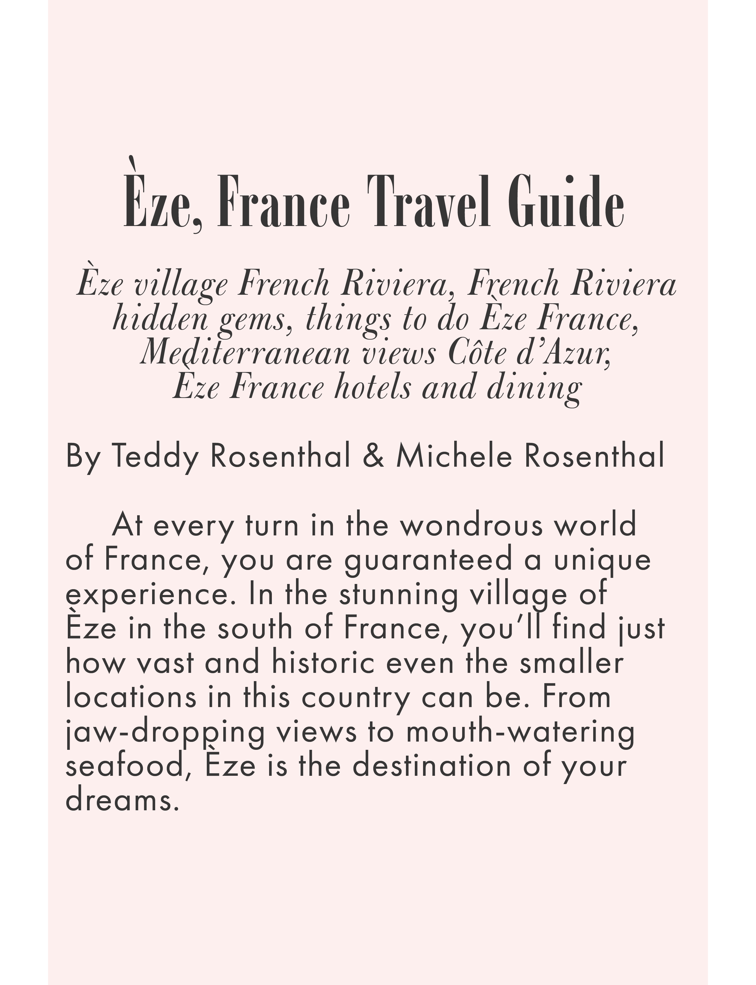 Èze France Travel Guide