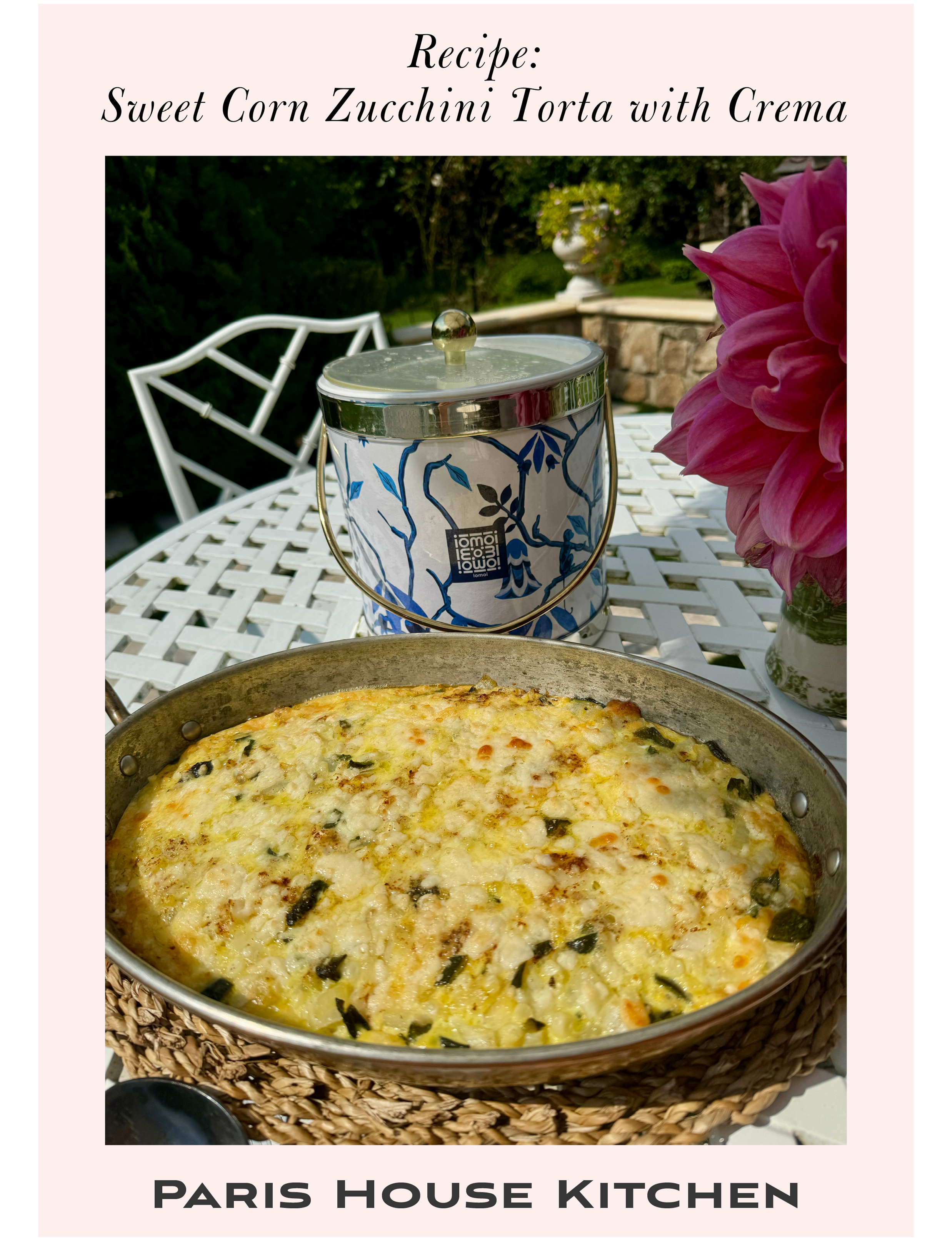 Sweet corn zucchini torta with crema