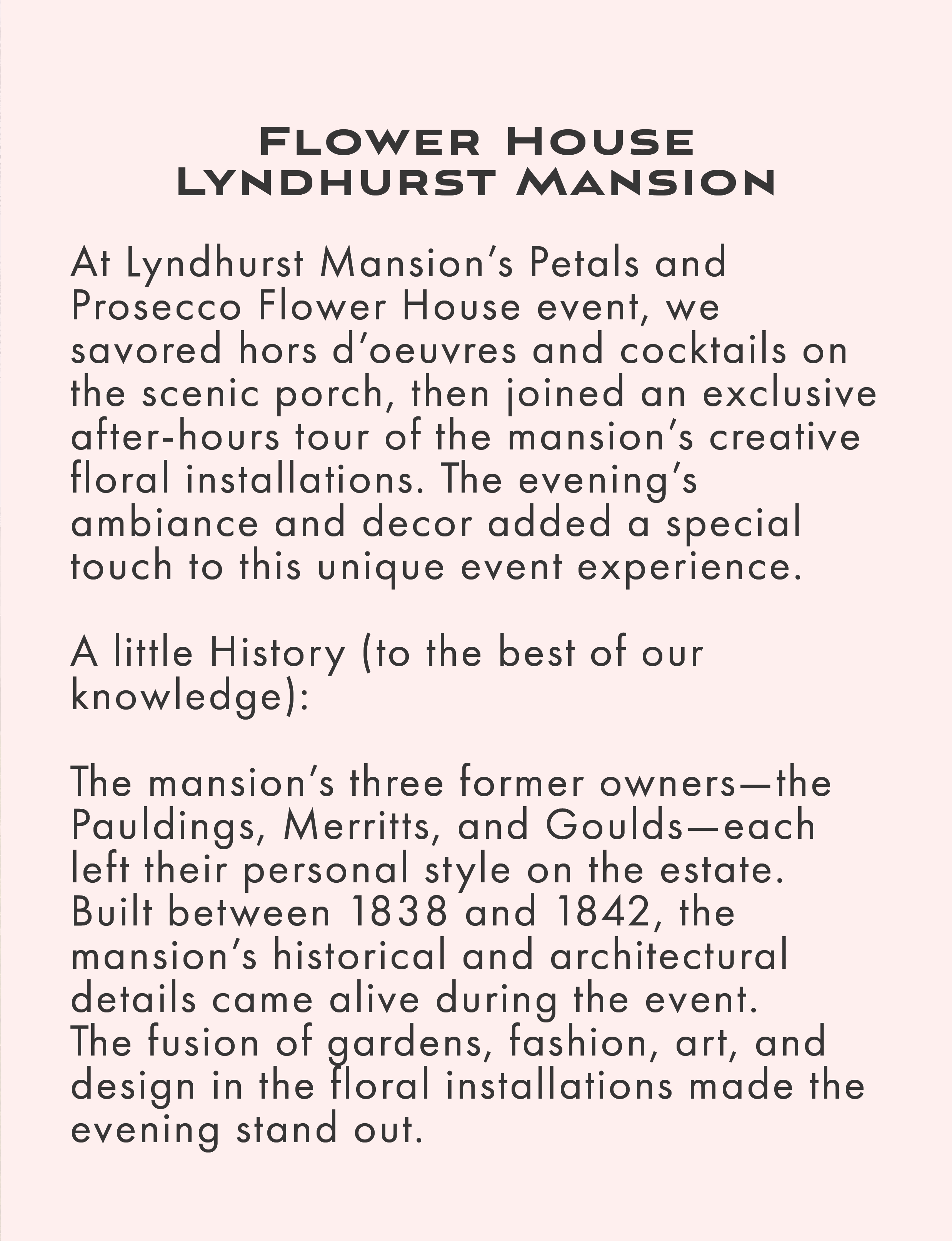 Flower House at Lyndhurst Mansion New Jersey floral installations