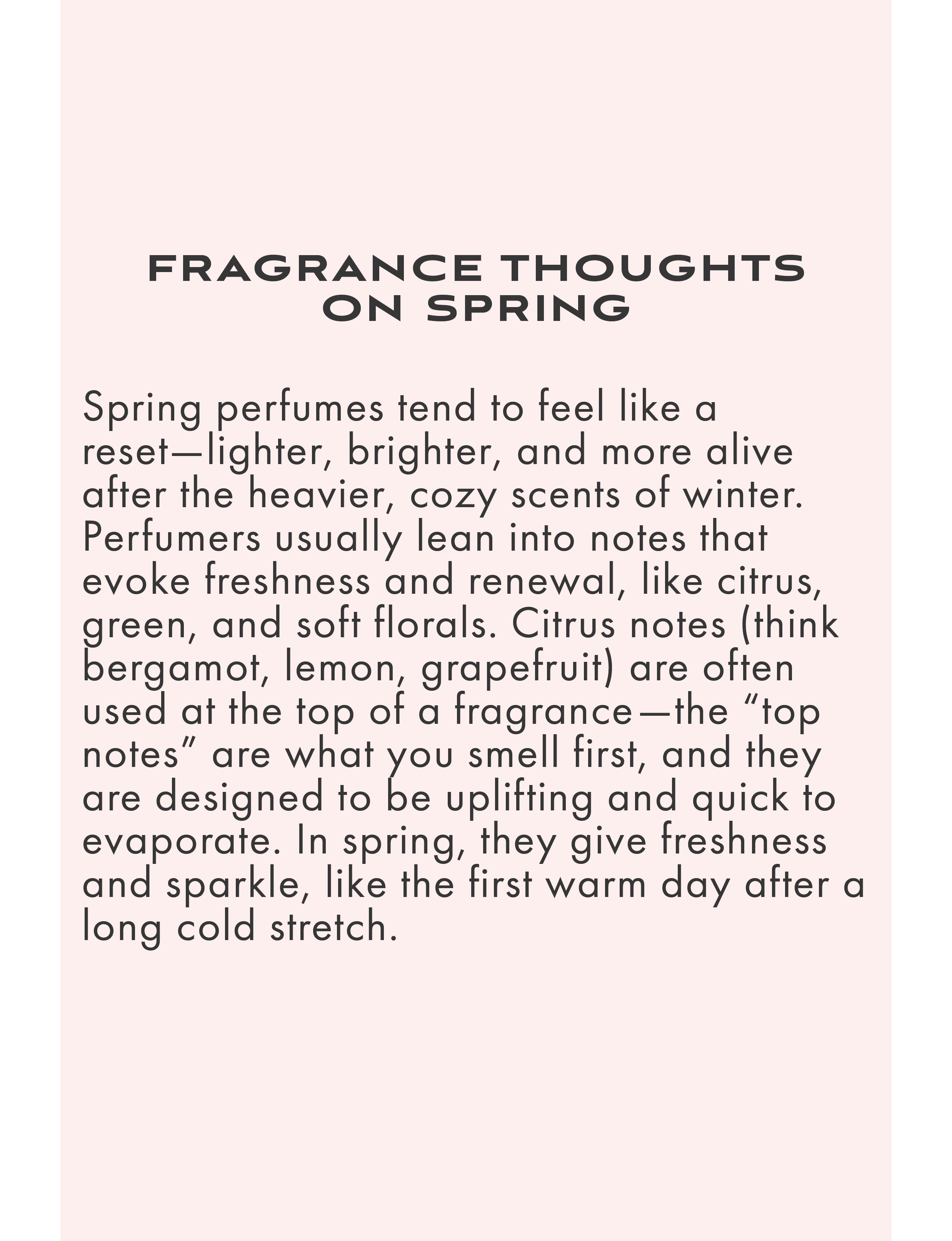 Fragrance Thoughts on Spring