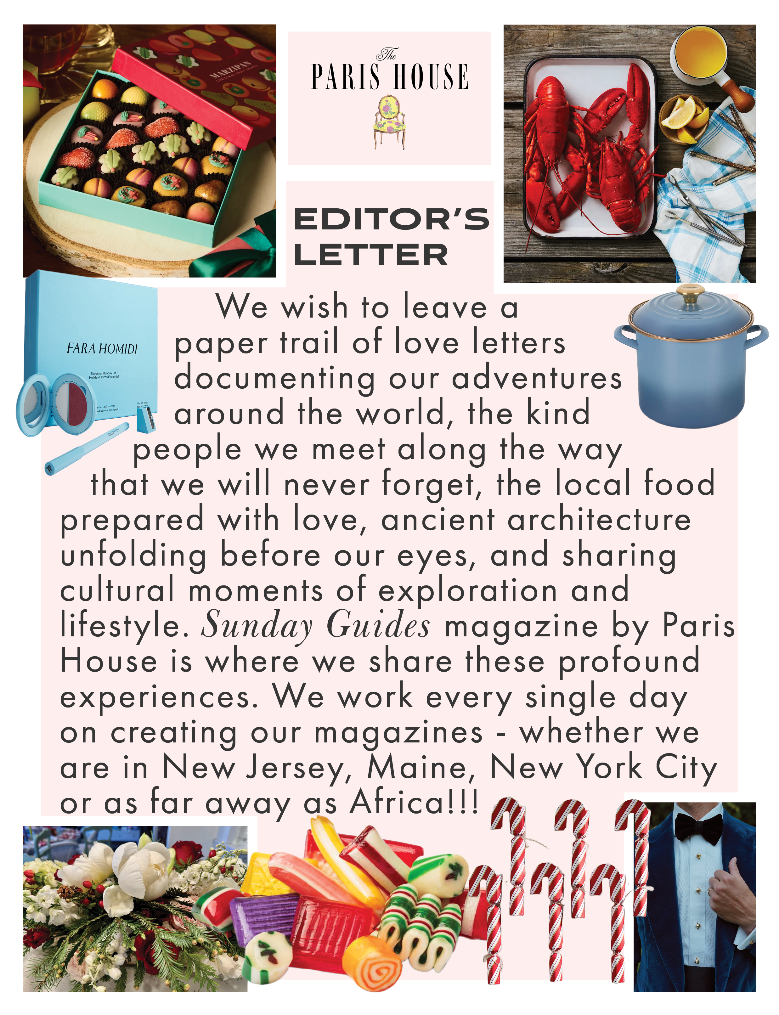 Sunday Guides by Paris House Editor's Letter about international luxury lifestyle and travel