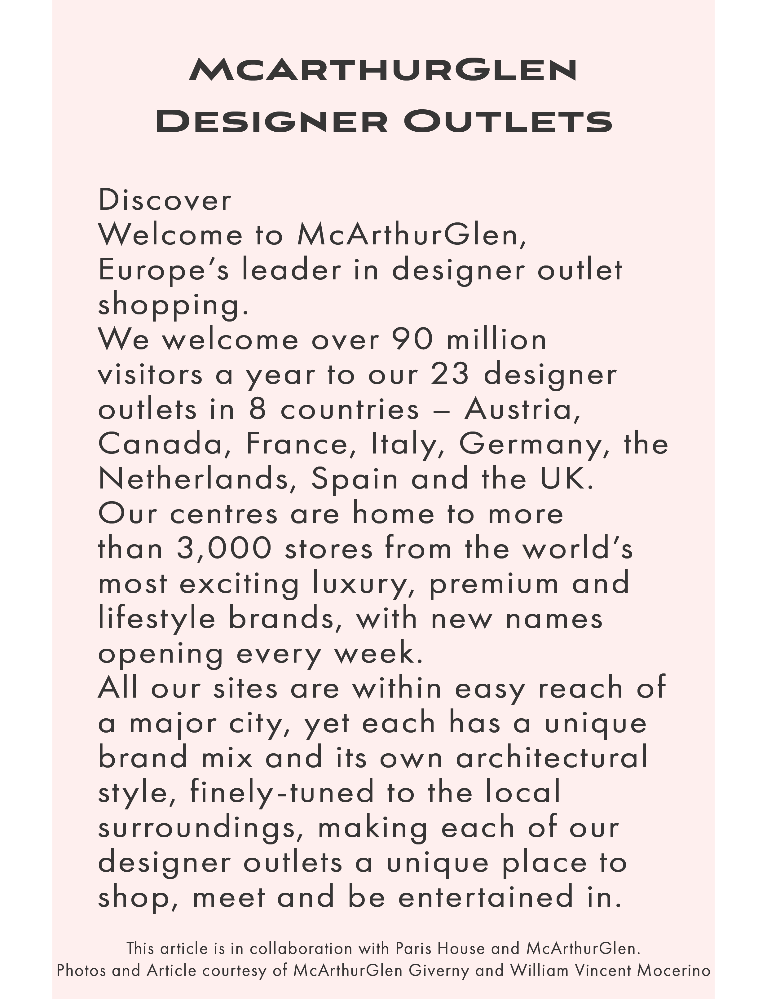 about McArthurGlen Europe's leading designer outlet operator,