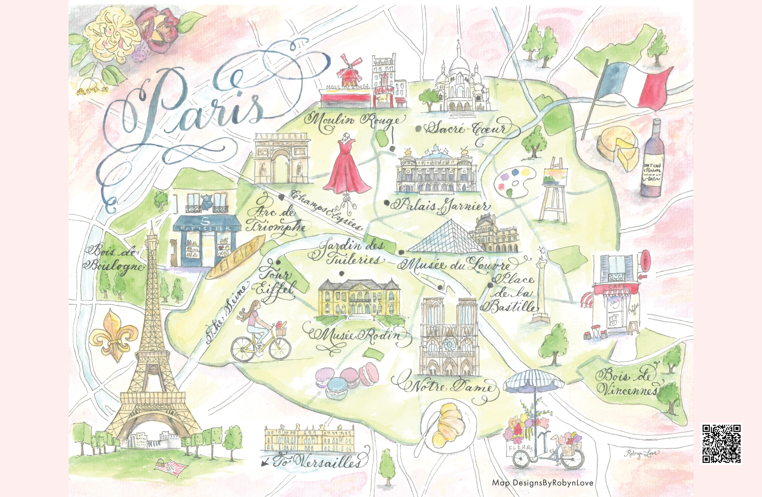 Illustrated map of Paris
