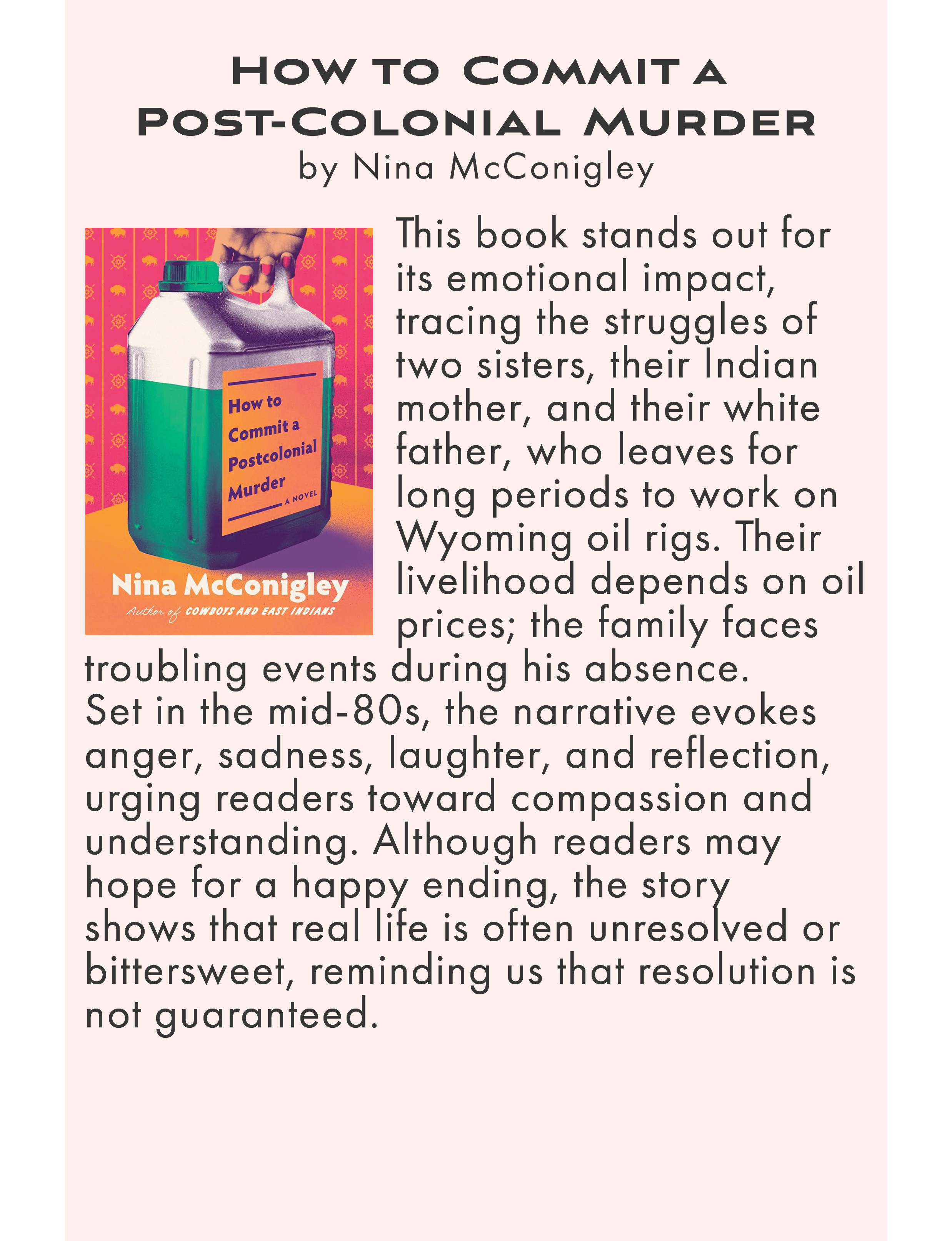 How to Commit a Post-Colonial Murder by Nina McConigley