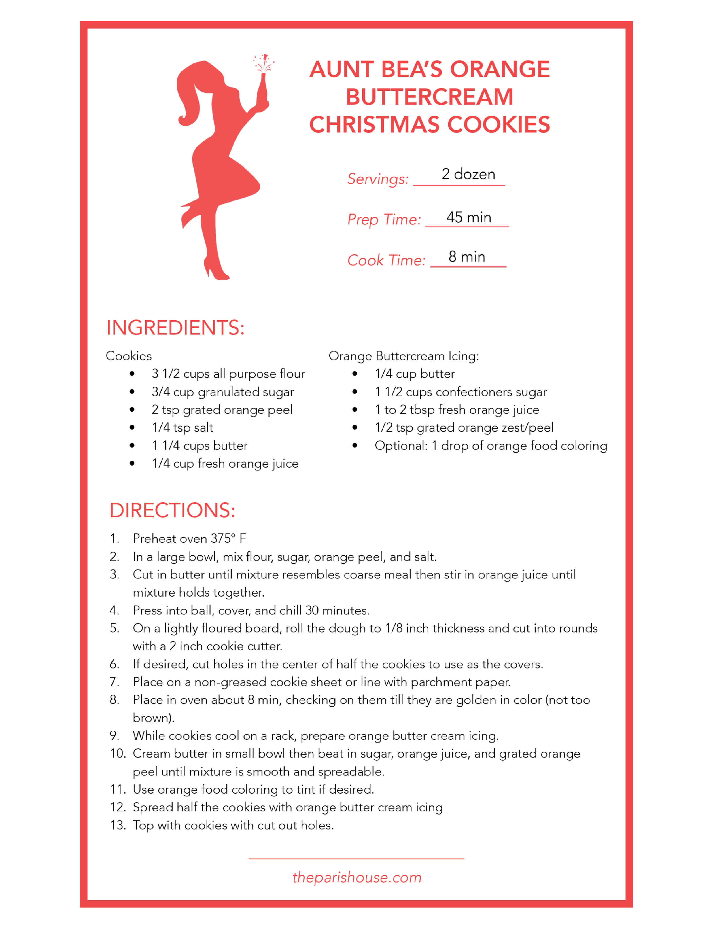 Recipe for Aunt Bea’s Orange Buttercream Christmas Cookies