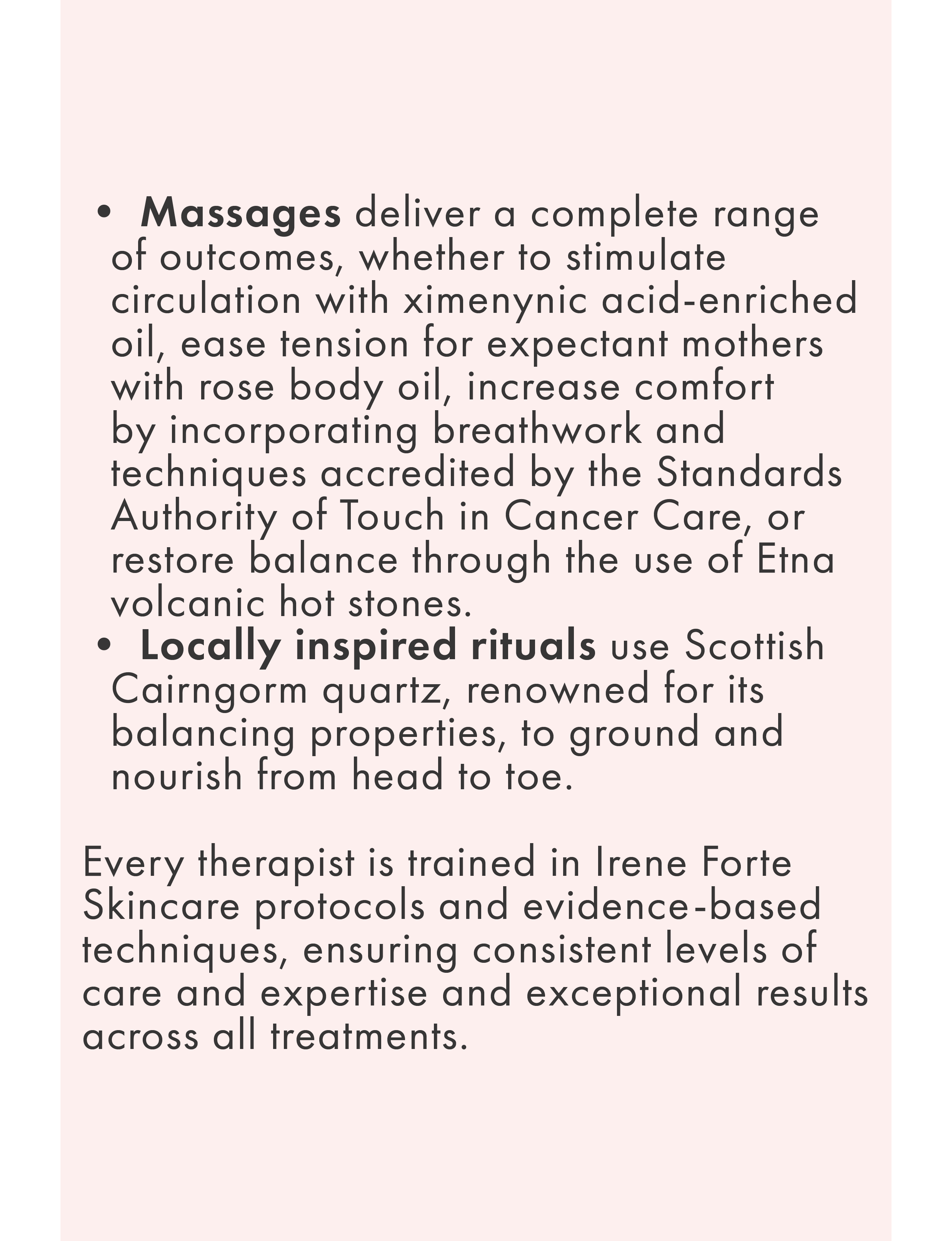 Massages at Irene Forte Spa at The Balmoral Hotel, Edinburgh, Scotland
