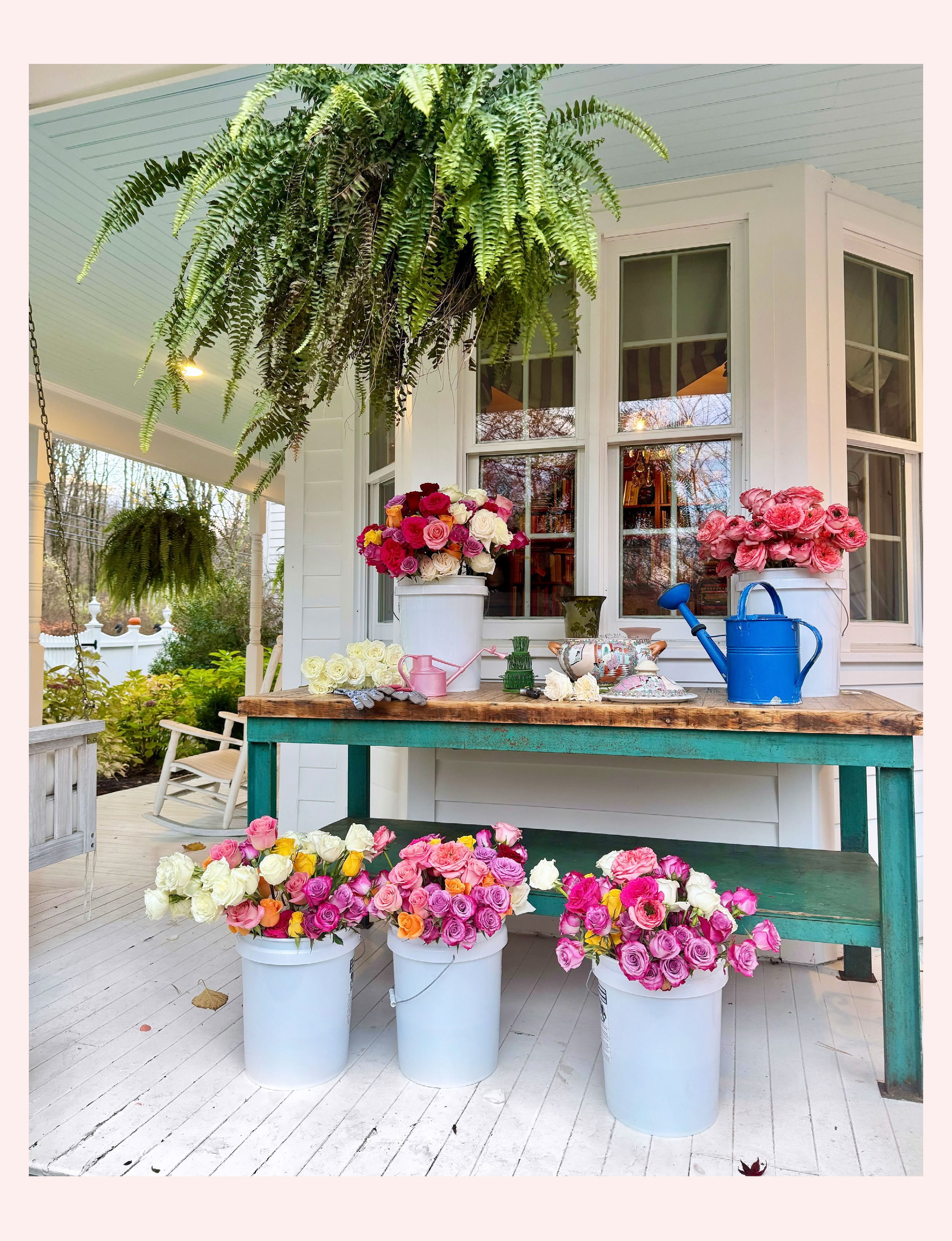 Preparing flowers for a floral arrangement