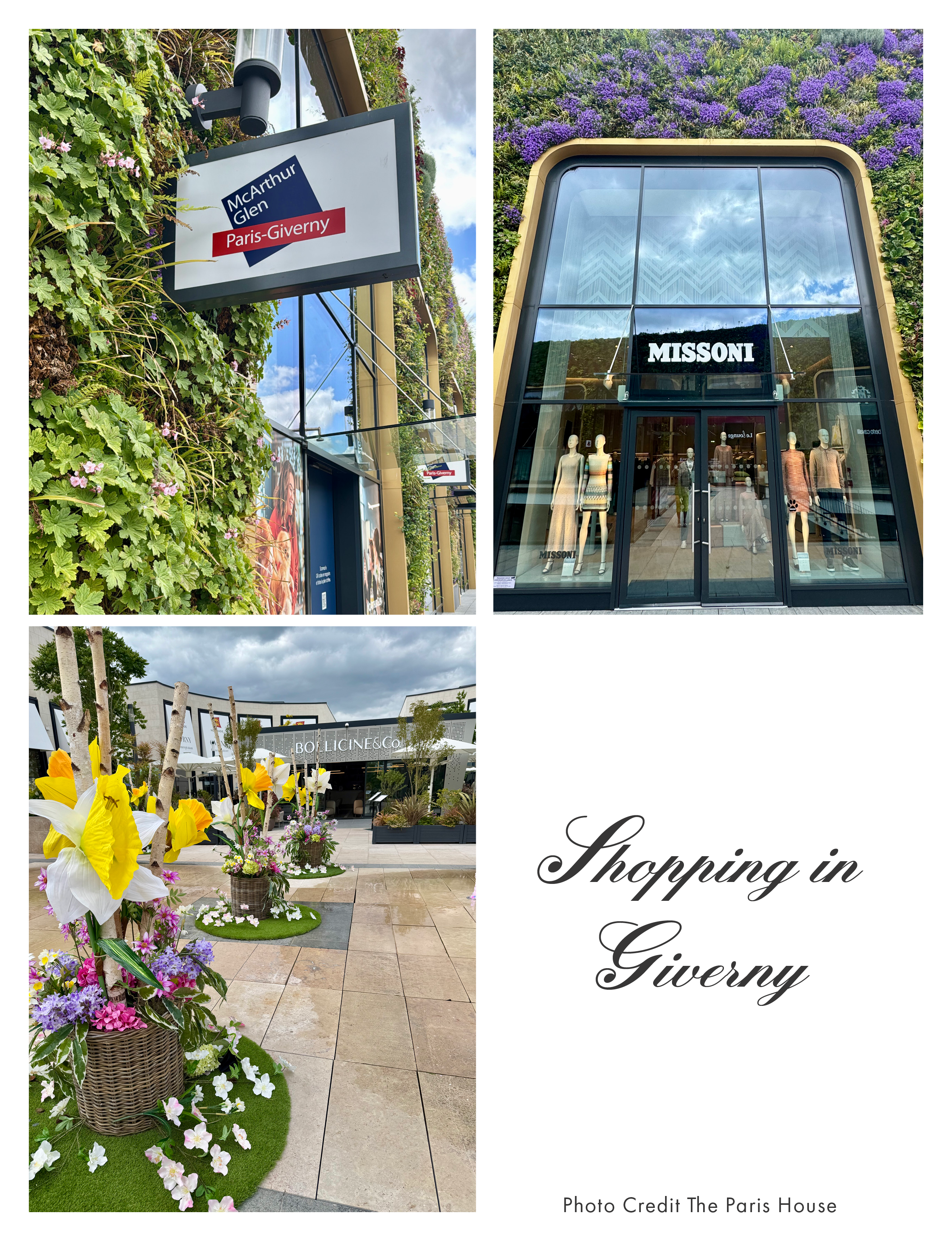 a collage of images at McArthurGlen Paris-Giverny designer outlet center