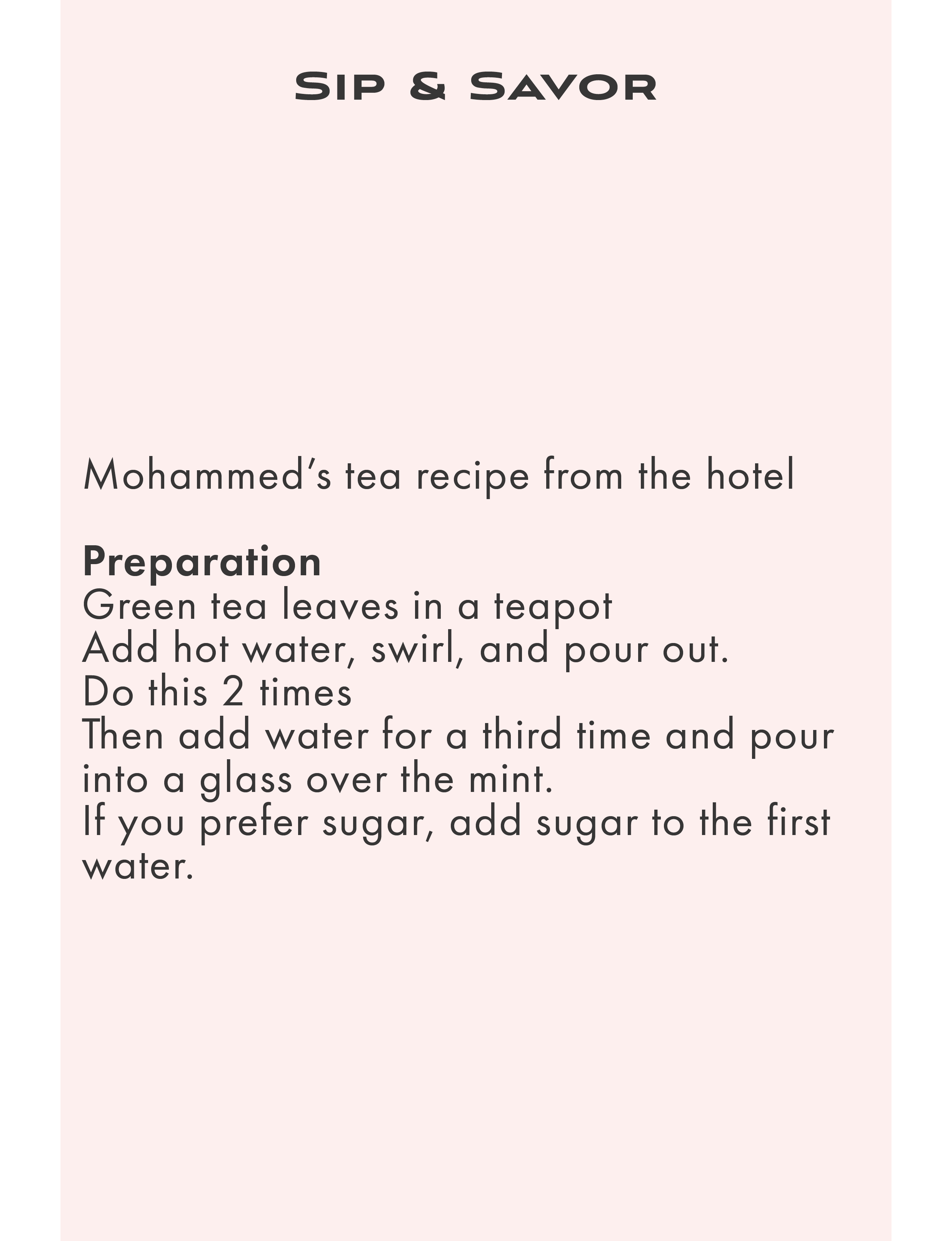 Tea recipe at Villa Mabrouka Tangier