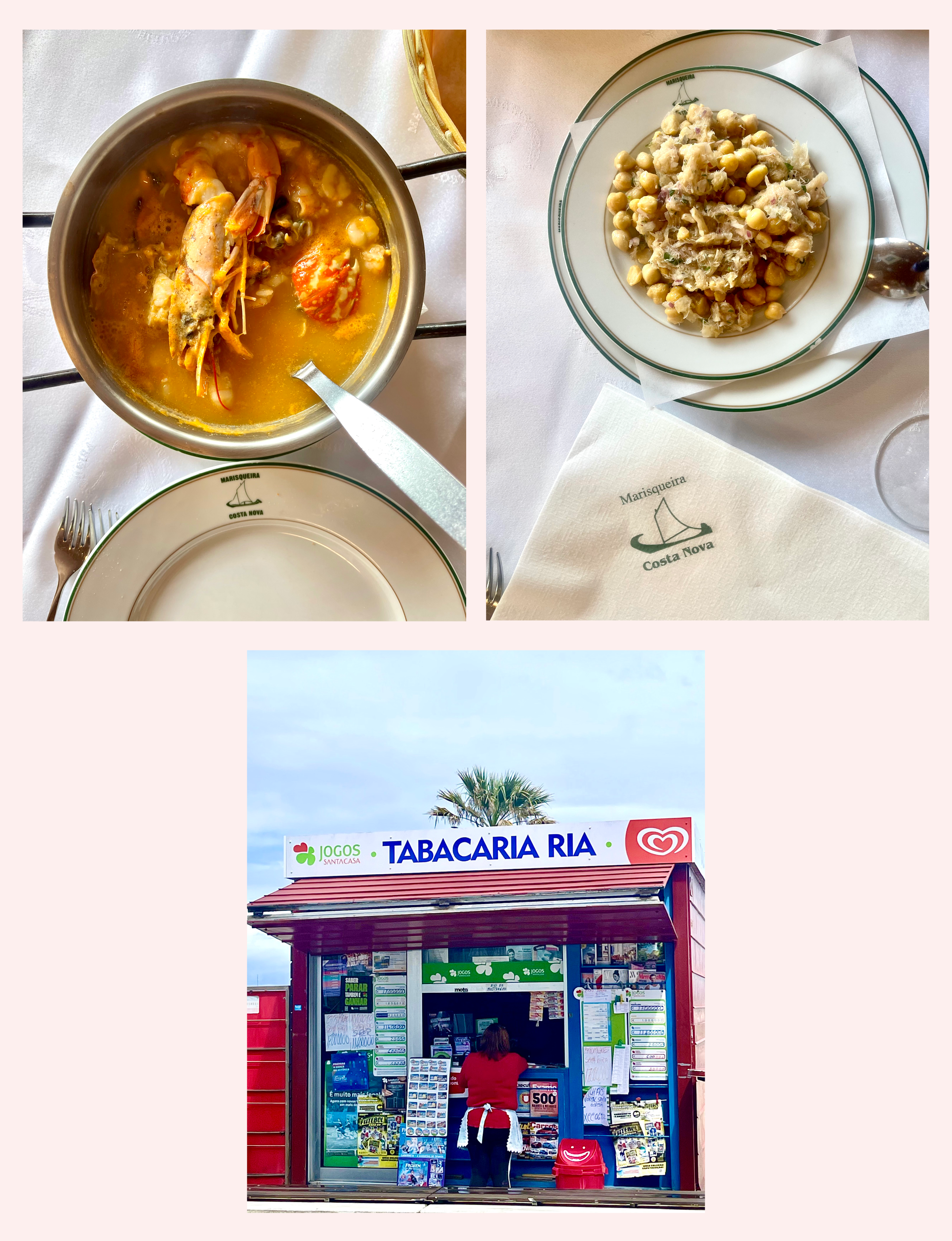 Costa Nova seafood and Tabacaria Ria
