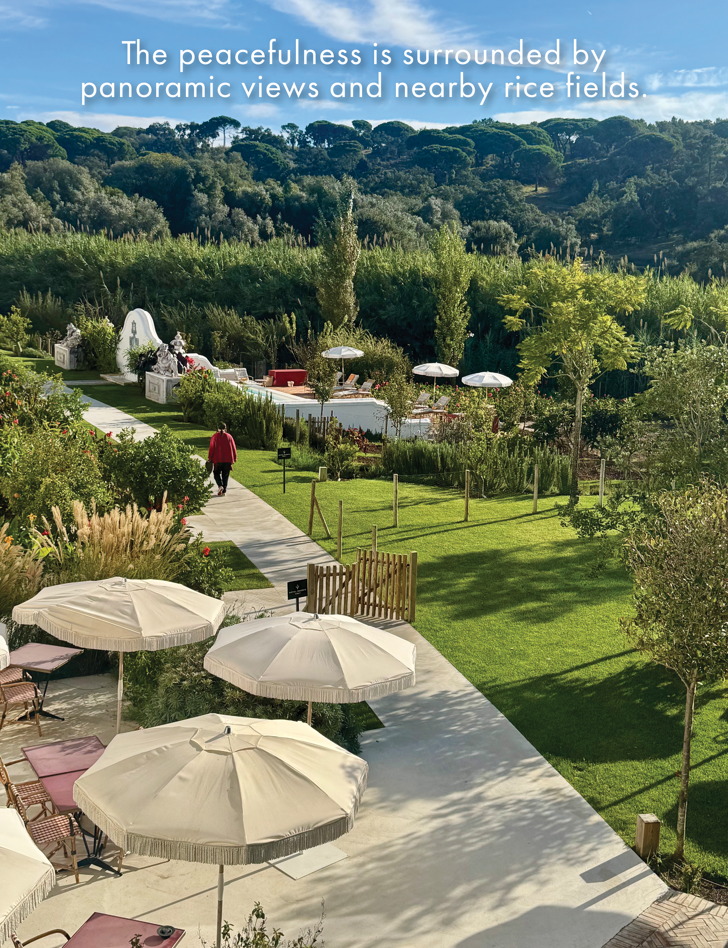 Melides Portugal Hotel Vermelho gardens and distant fields