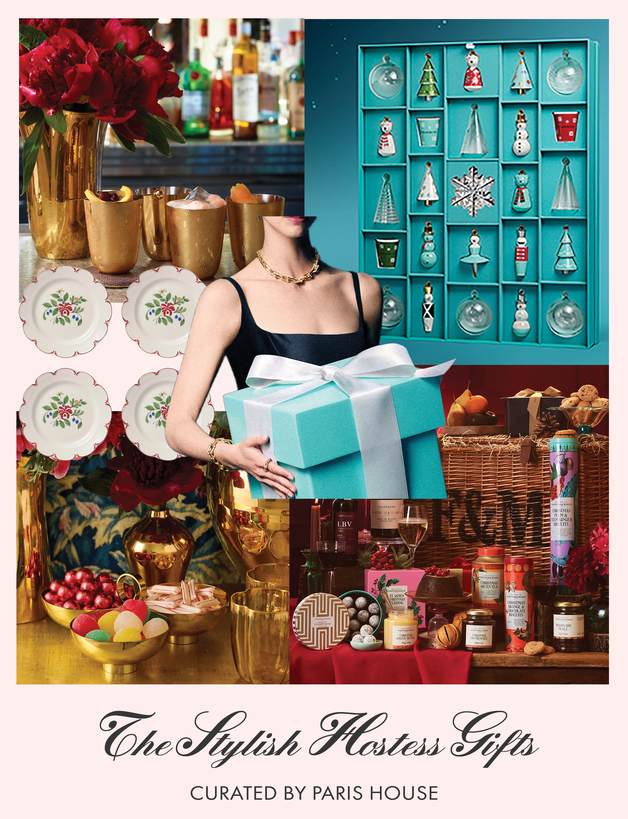 gifts to give a stylist hostess include a Tiffany's blue box dinnerware stylish gift baskets and more