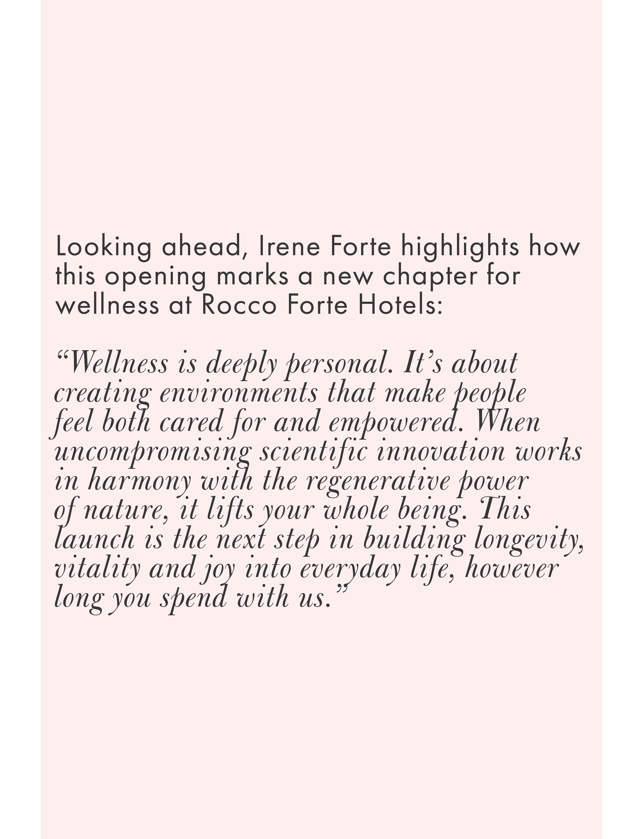 Wellness at Irene Forte Spa, The Balmoral, Edinburgh, Scotland