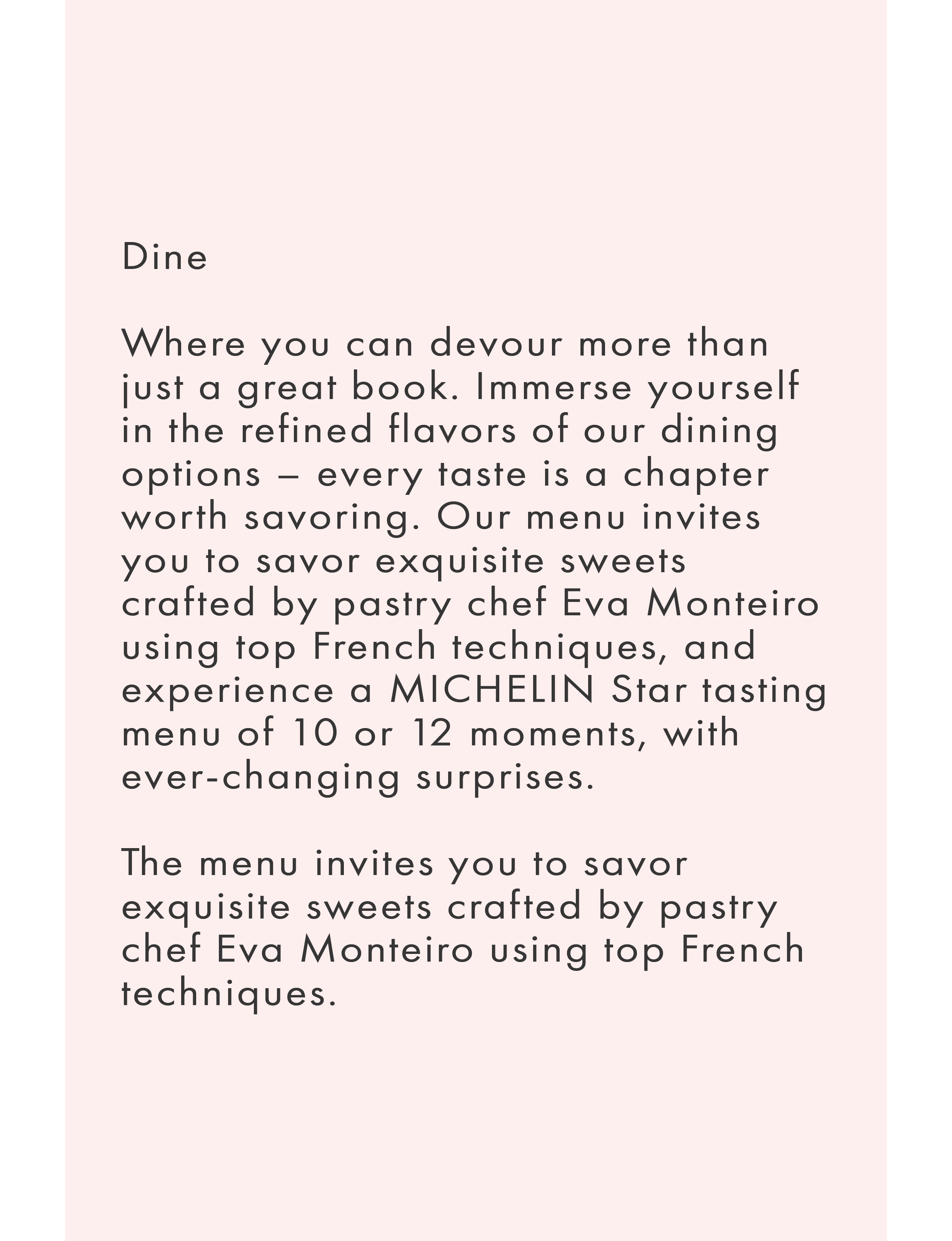 Dining at Torel Palace with pastry chef Eva Monteiro