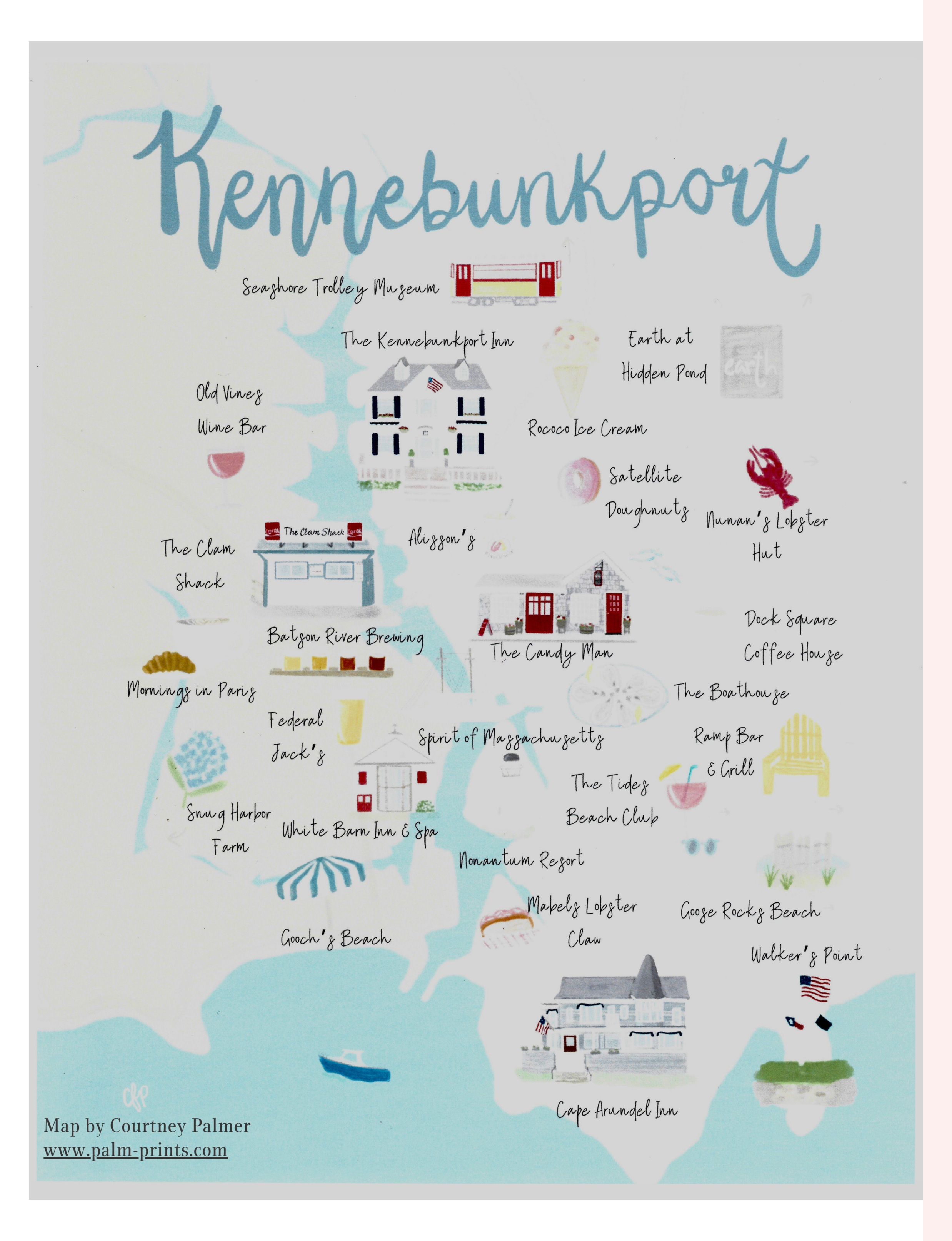 Map of Kennebunkport Maine by Courtney Palmer