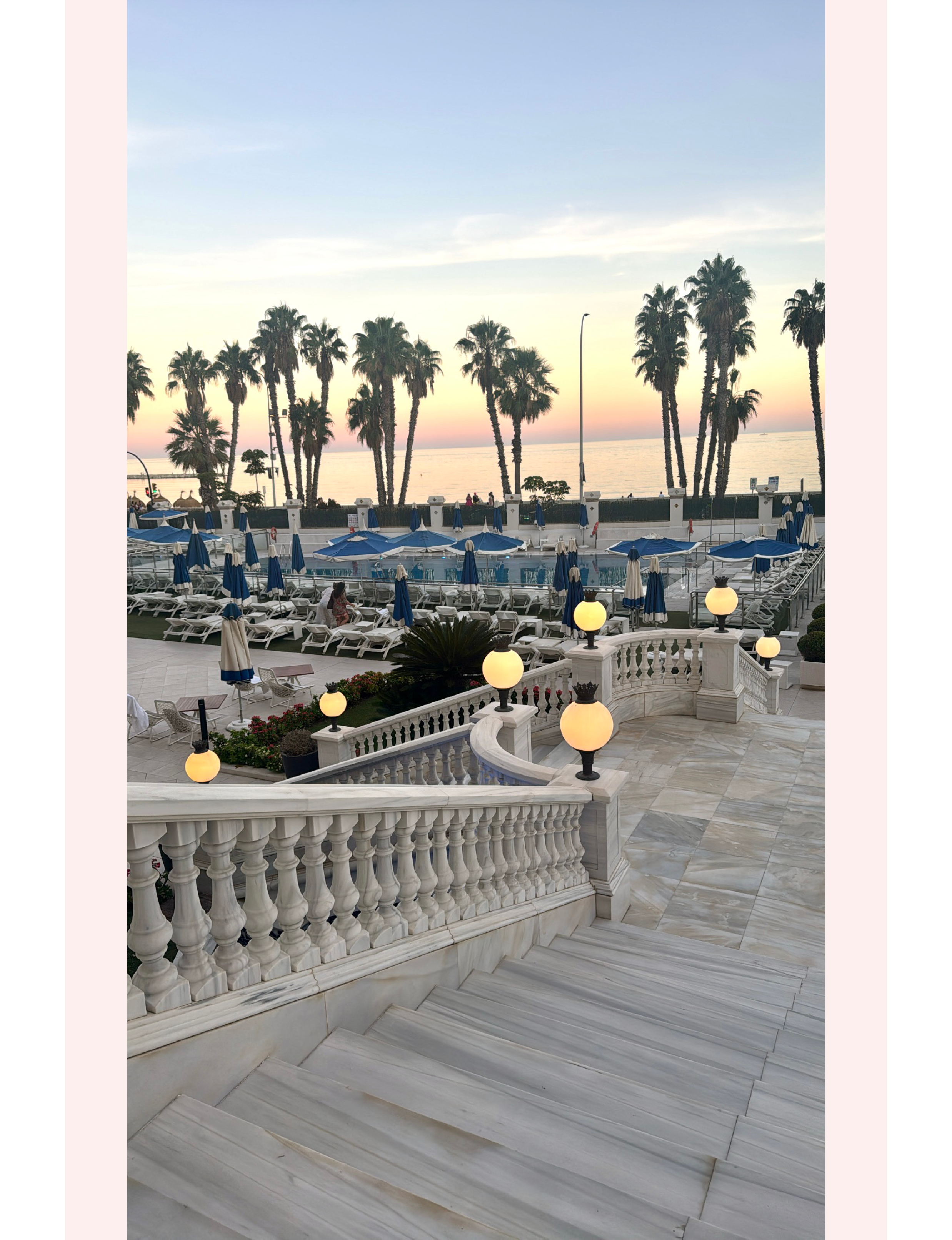 Ocean sunset beach at Grand Miramar Malaga Spain