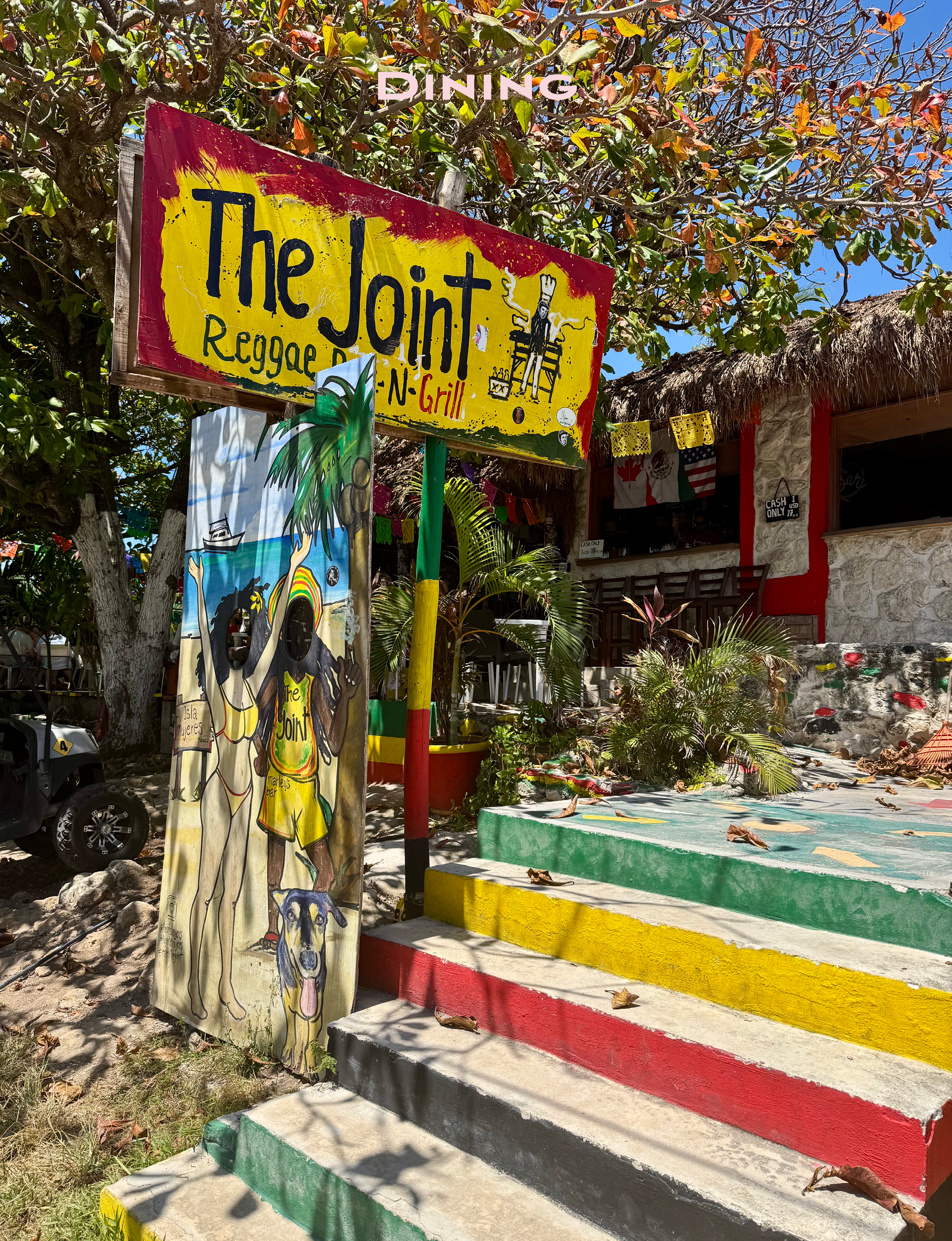 dining at The Joint reggae bar-n-grill in Isla Mujeres Mexico
