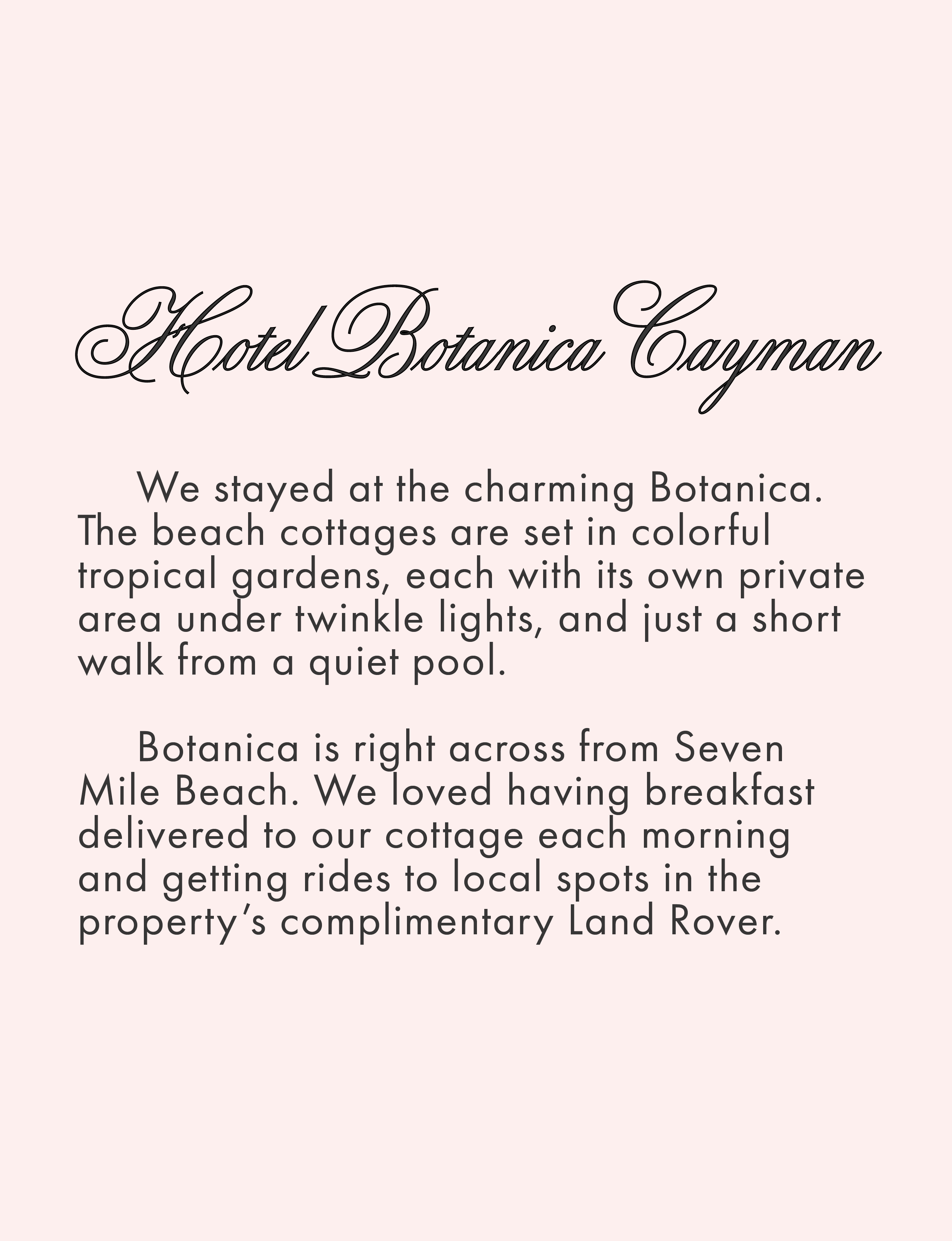 About Hotel Botanica Cayman