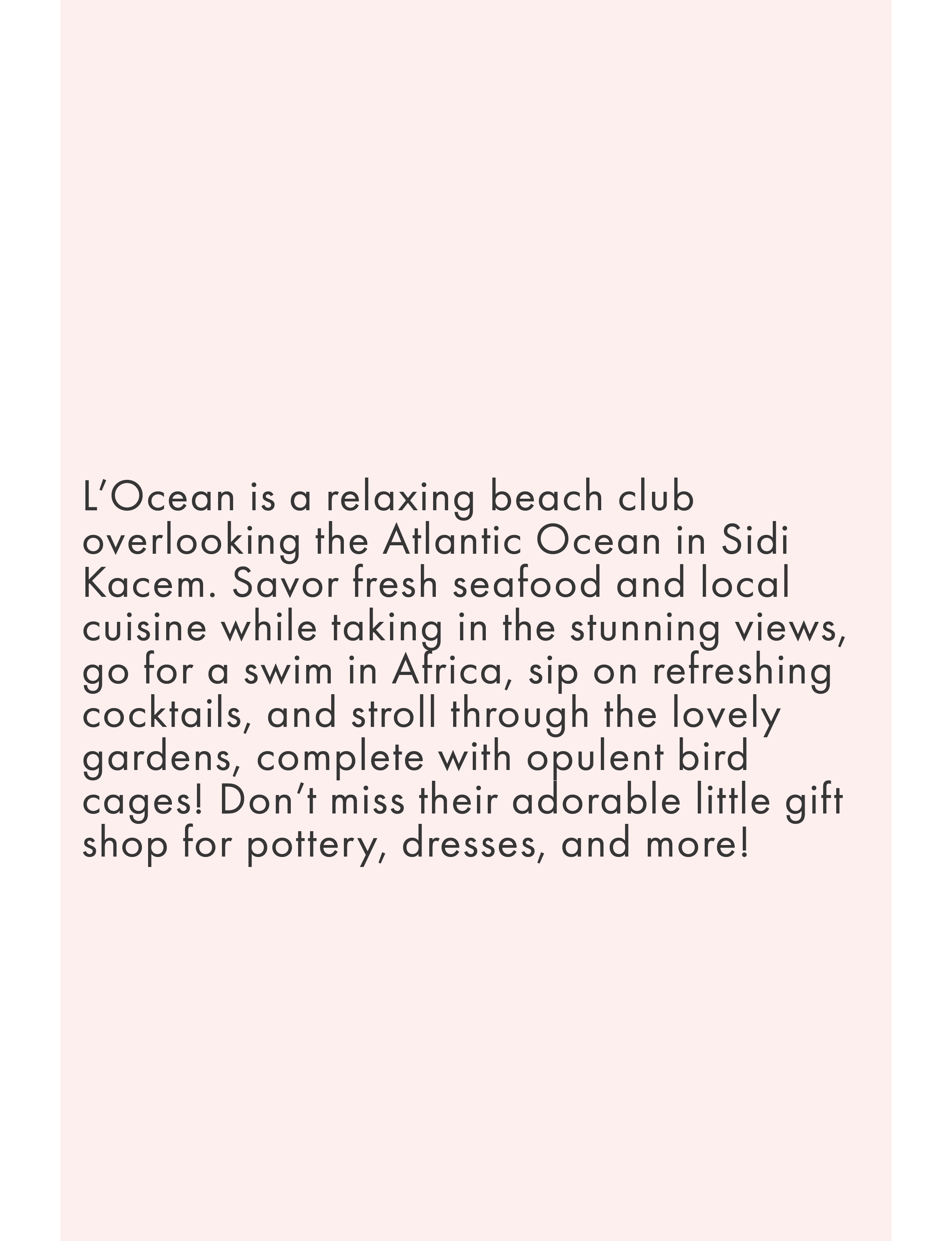About L'Ocean Beach Club Tangier Morocco