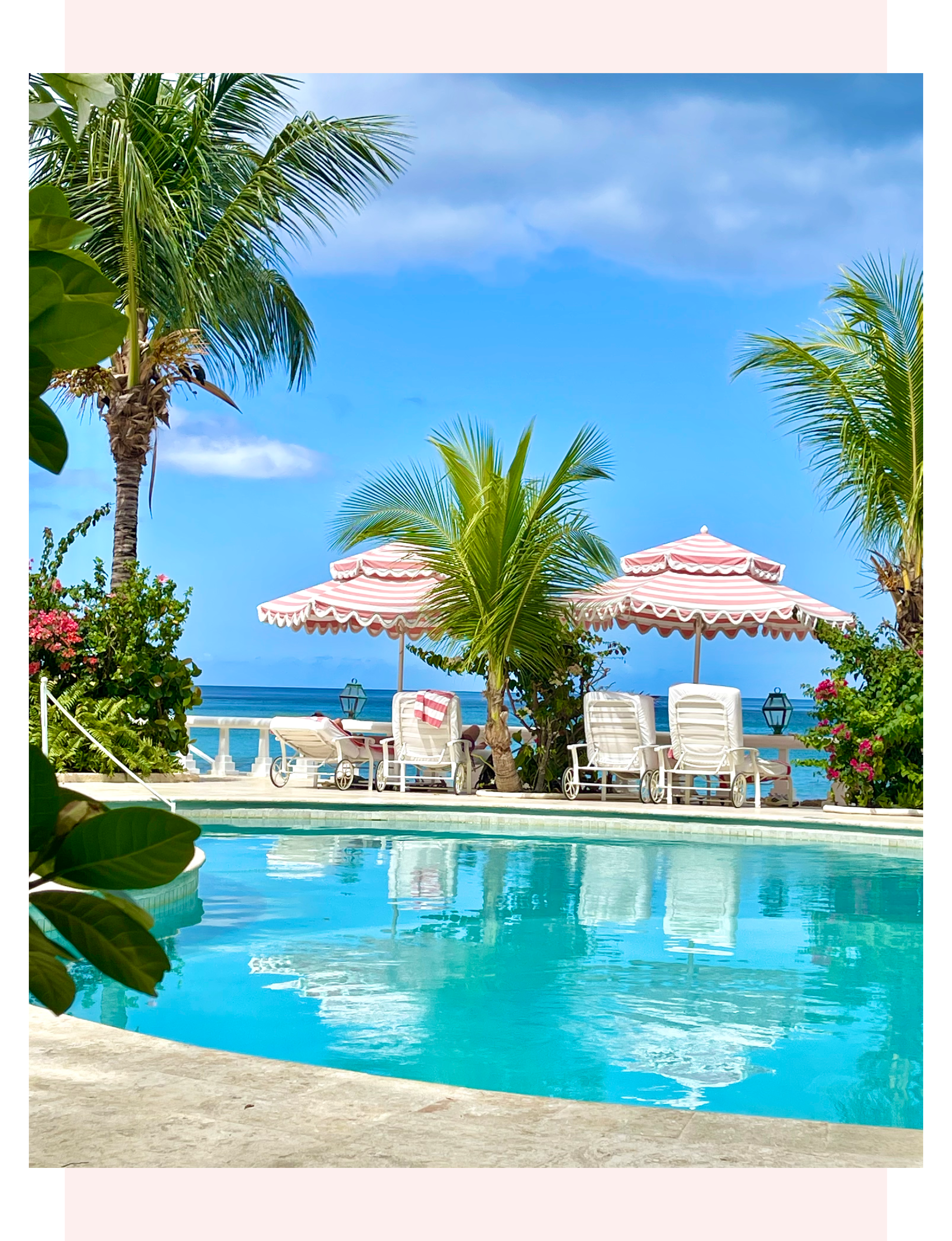 Cobblers Cove Barbados pool chairs and umbrellas