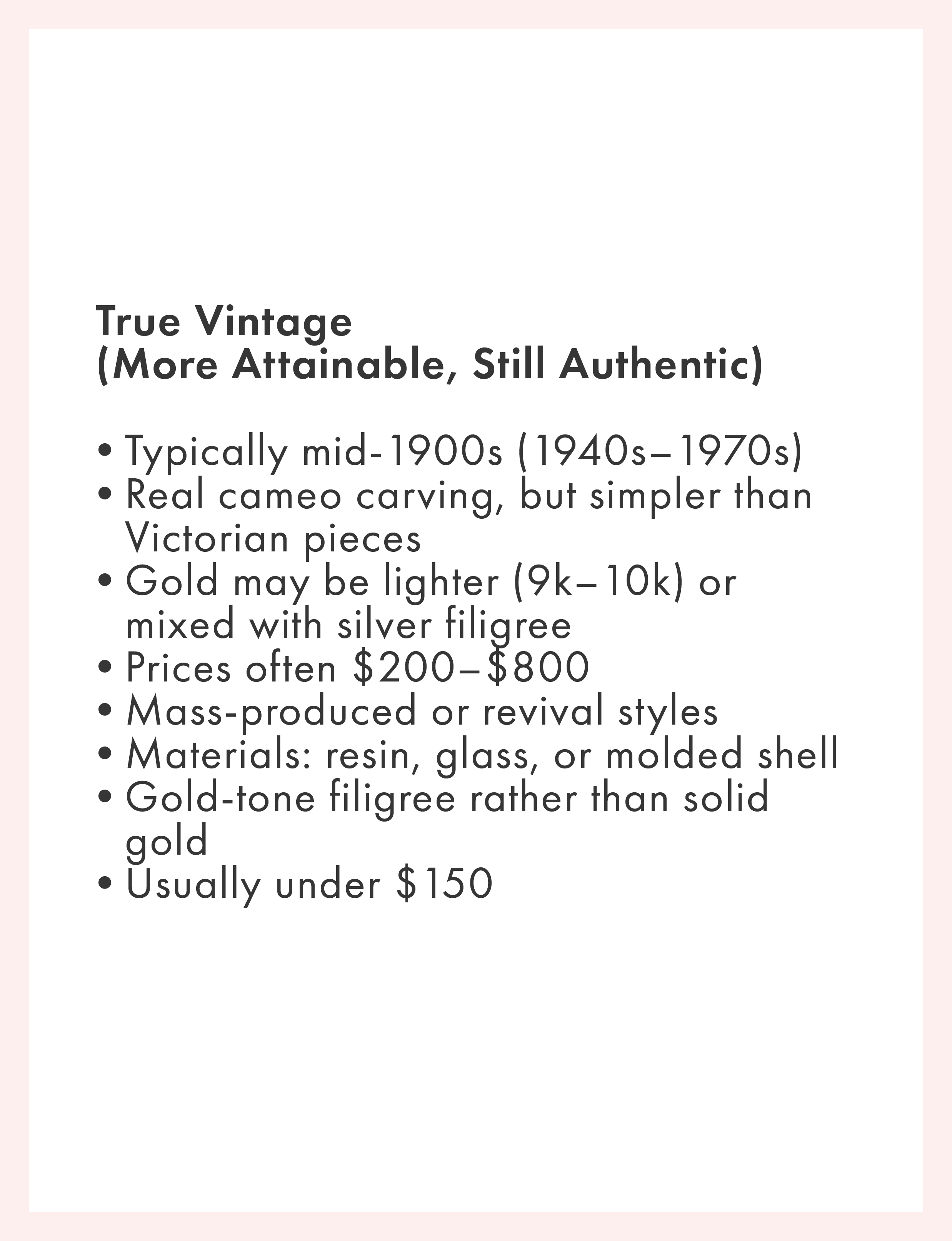 True vintage cameos