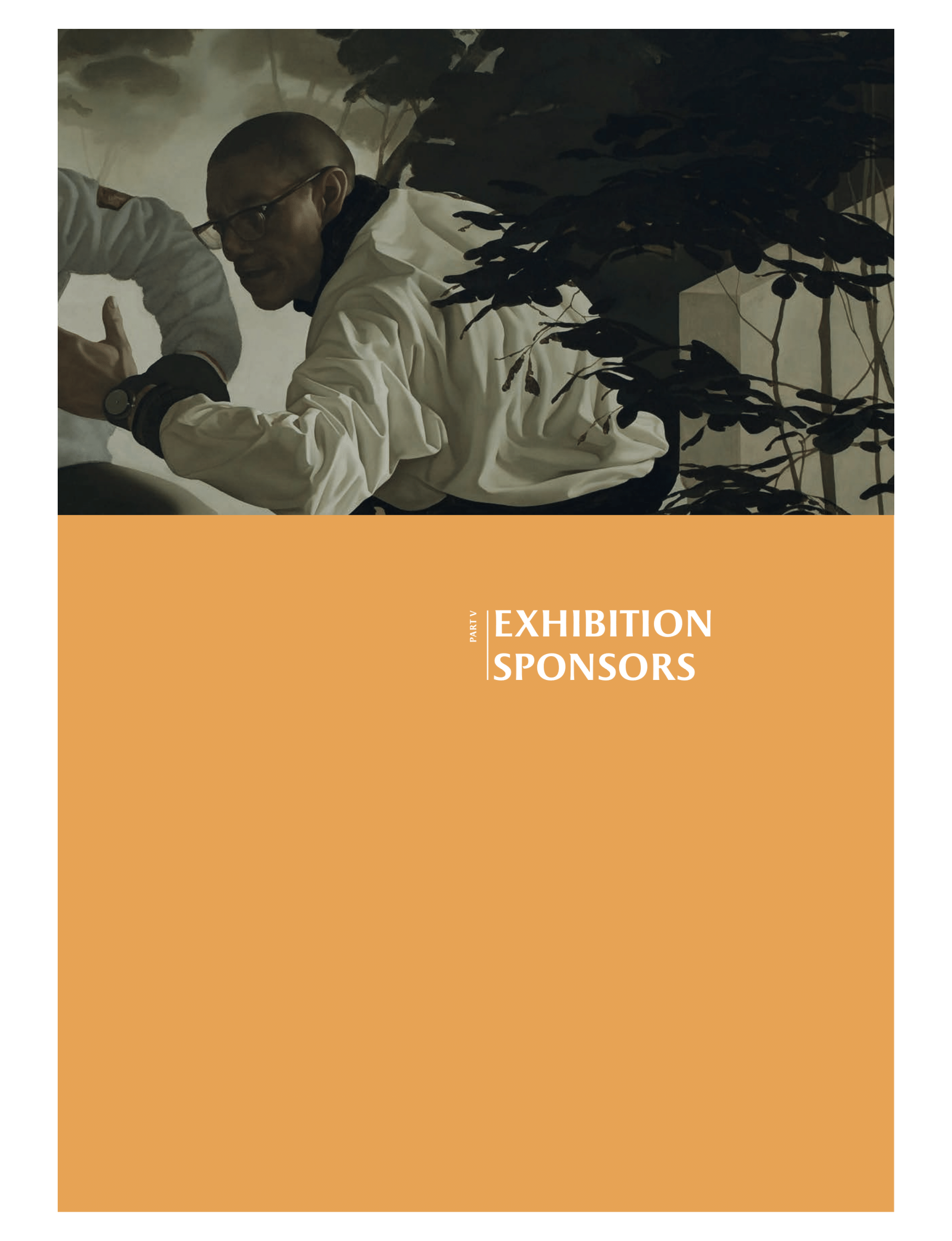 a detail of a painting by prominent American artist Kerry James Marshall featured in an exhibition catalog or program