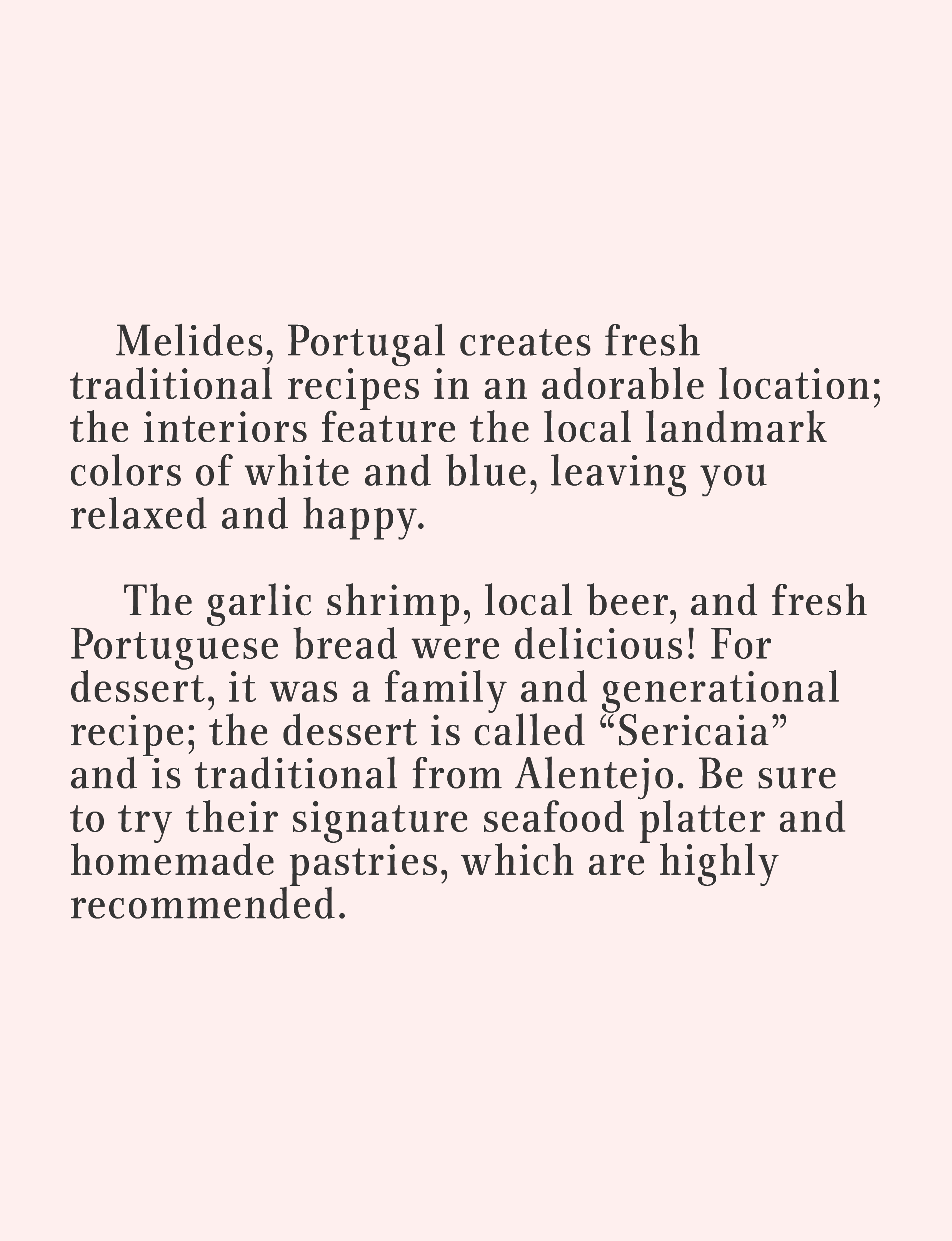 Melides Portugal recipes sericaia Alentejo dessert