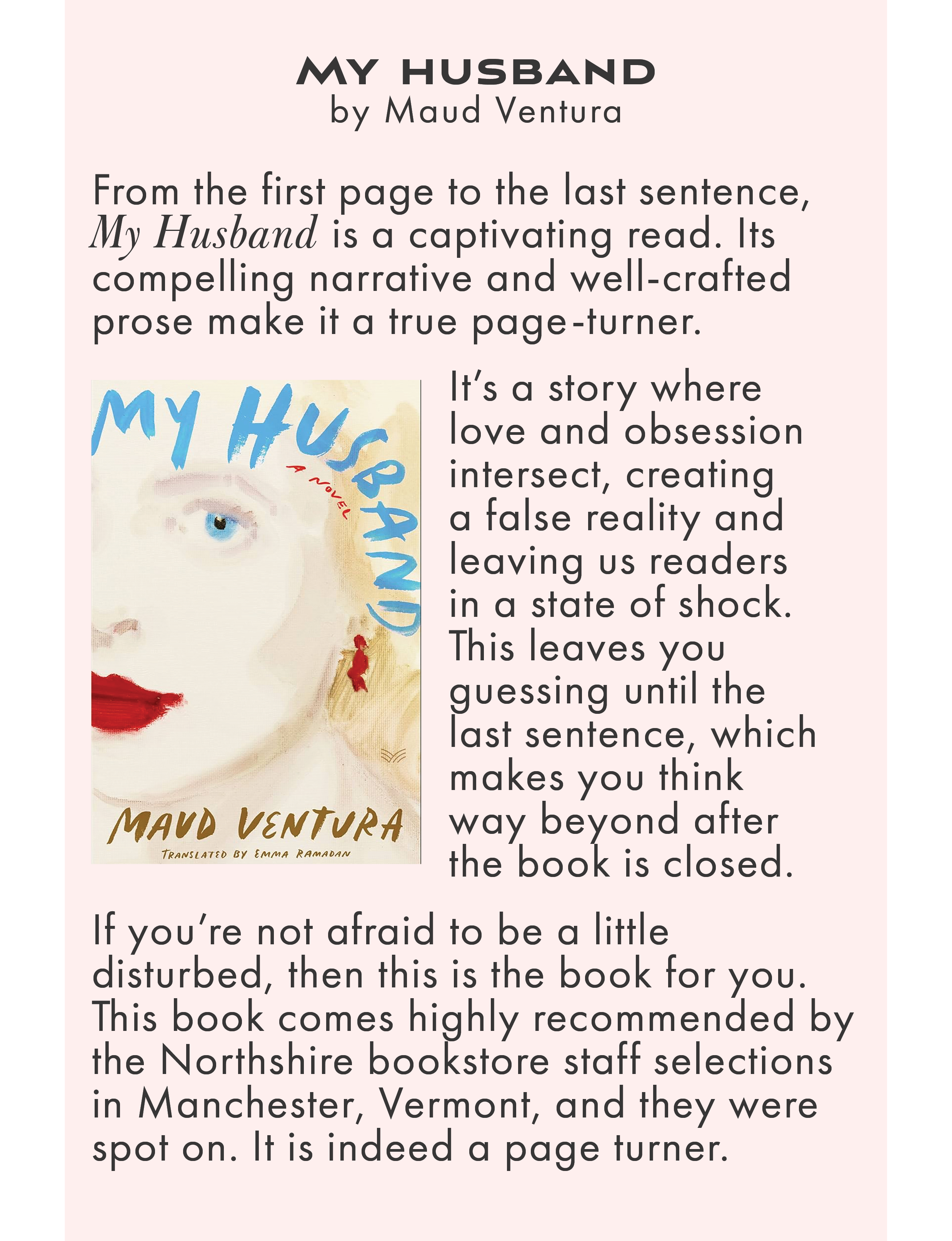 A review of the book entitled My Husband by Maud Ventura