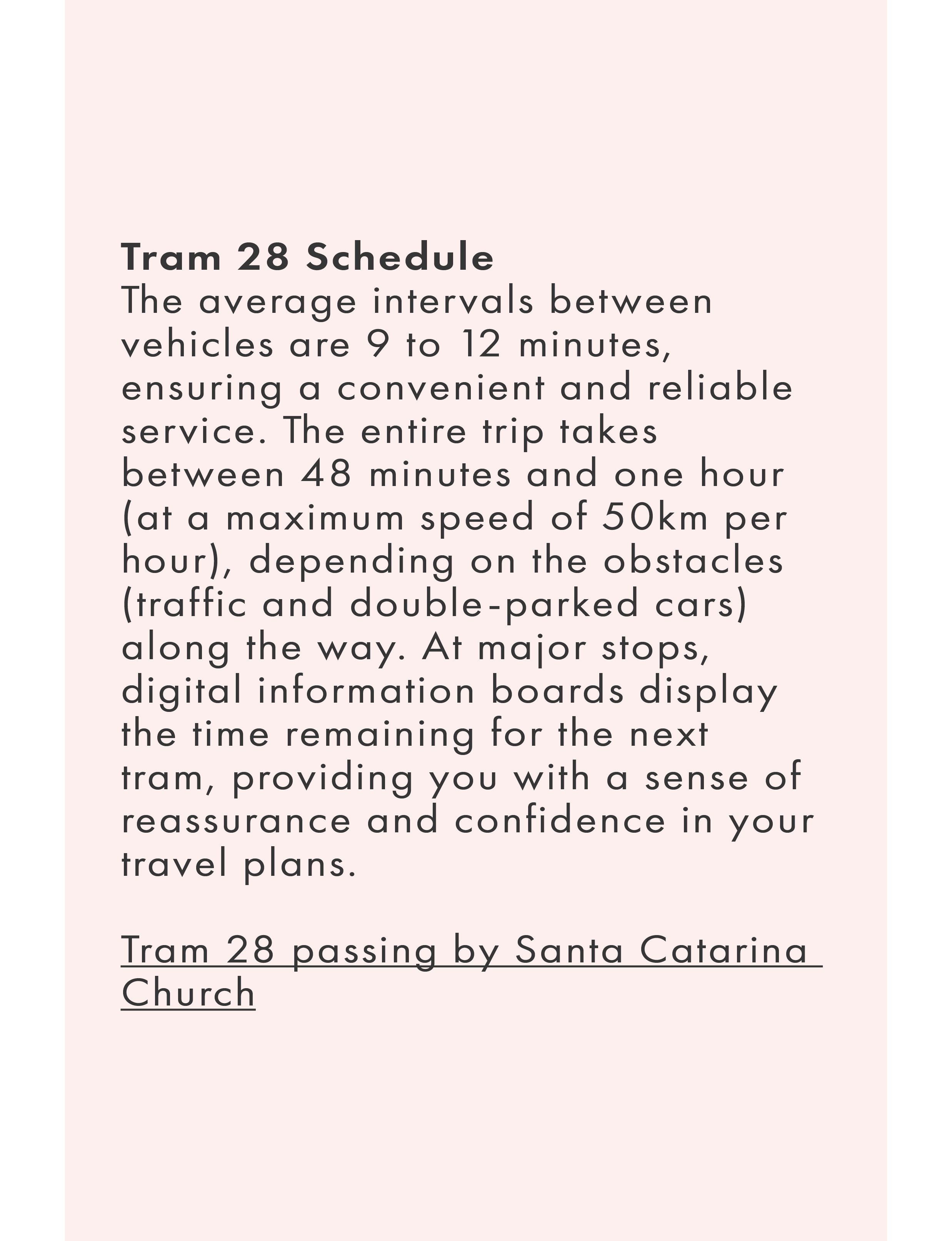About the tram schedule of Tram 28 in Lisbon Portugal