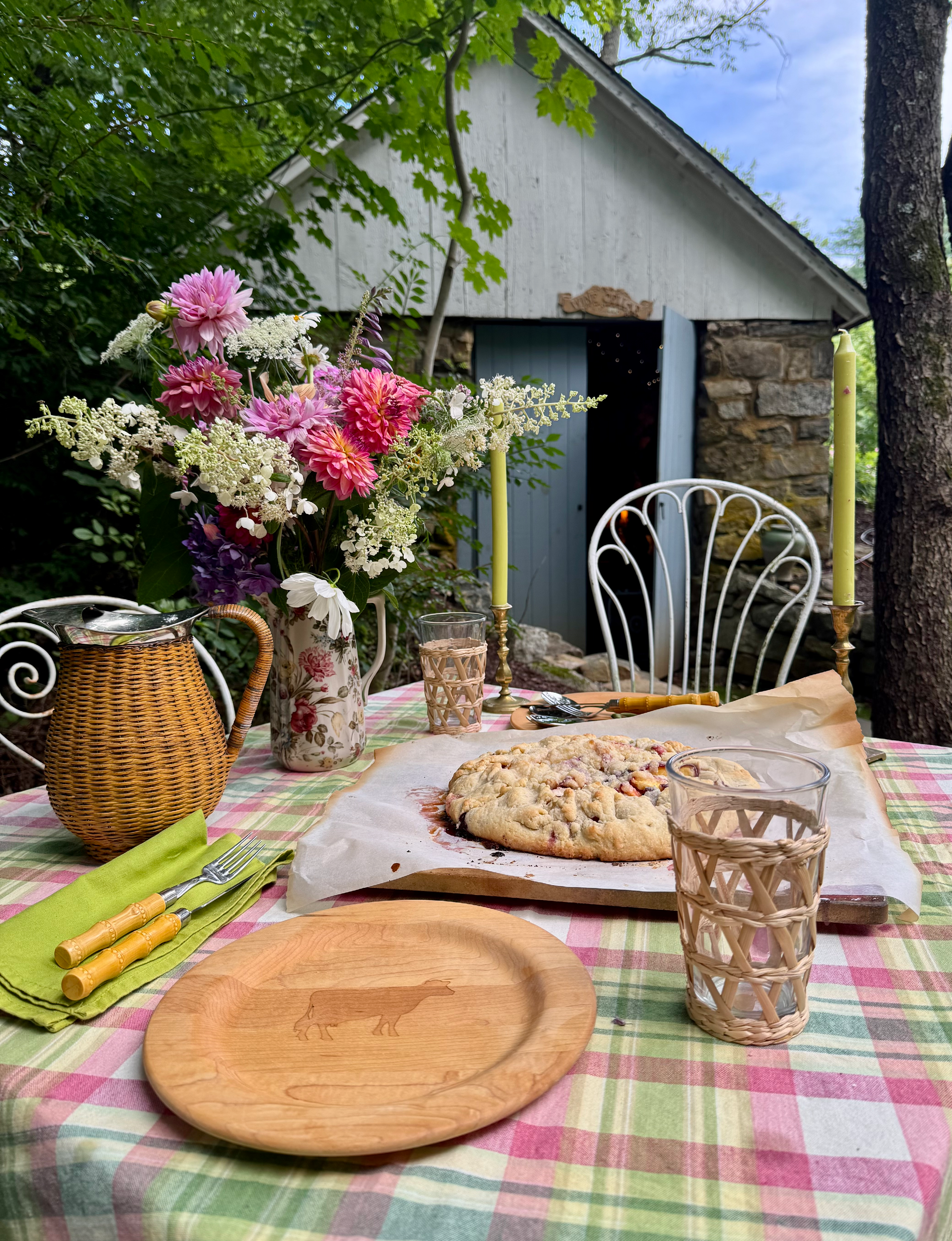 dessert served at a table outdoors
