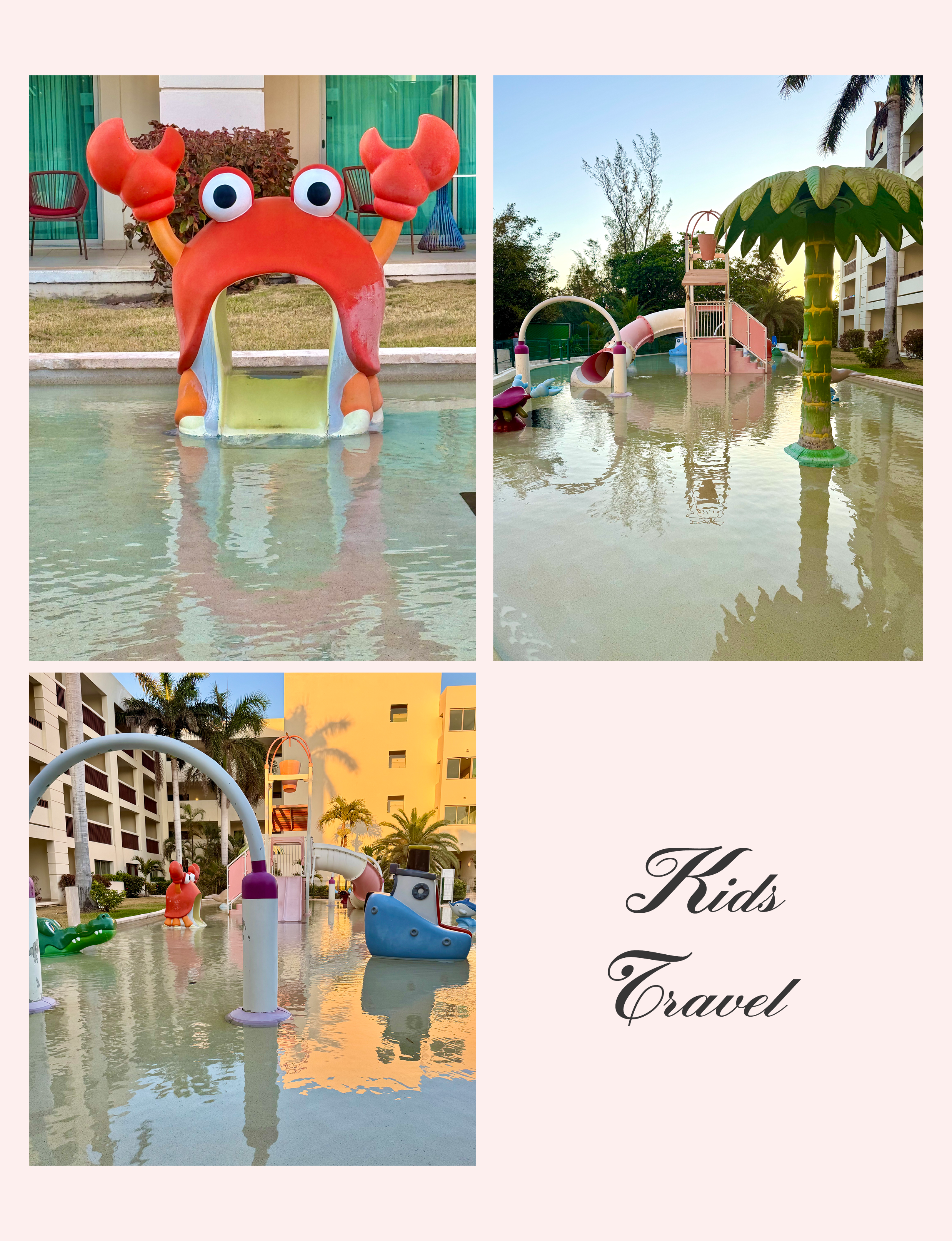 kids travel in Mexico with child friendly pool and fun