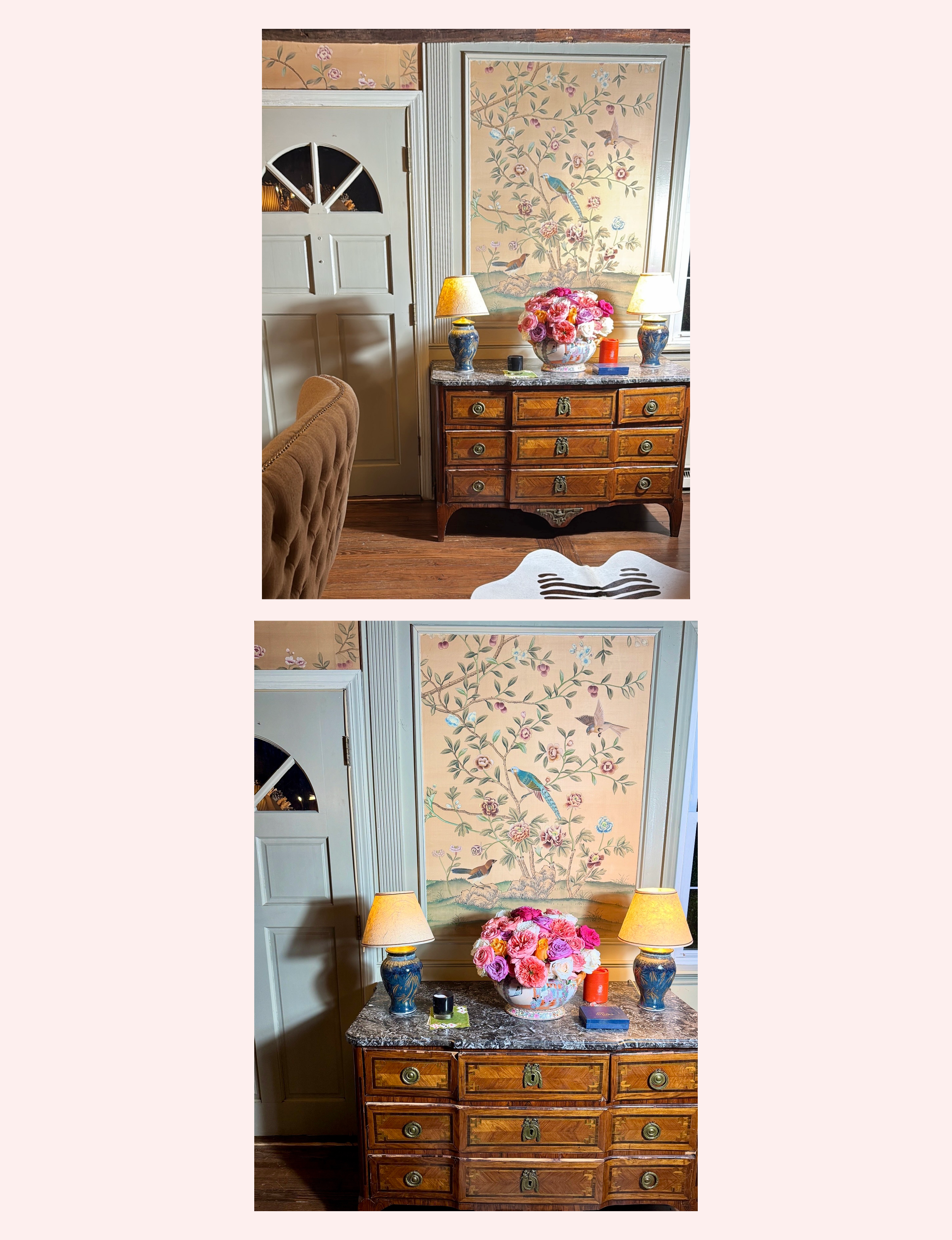 Floral arrangement of roses in the house