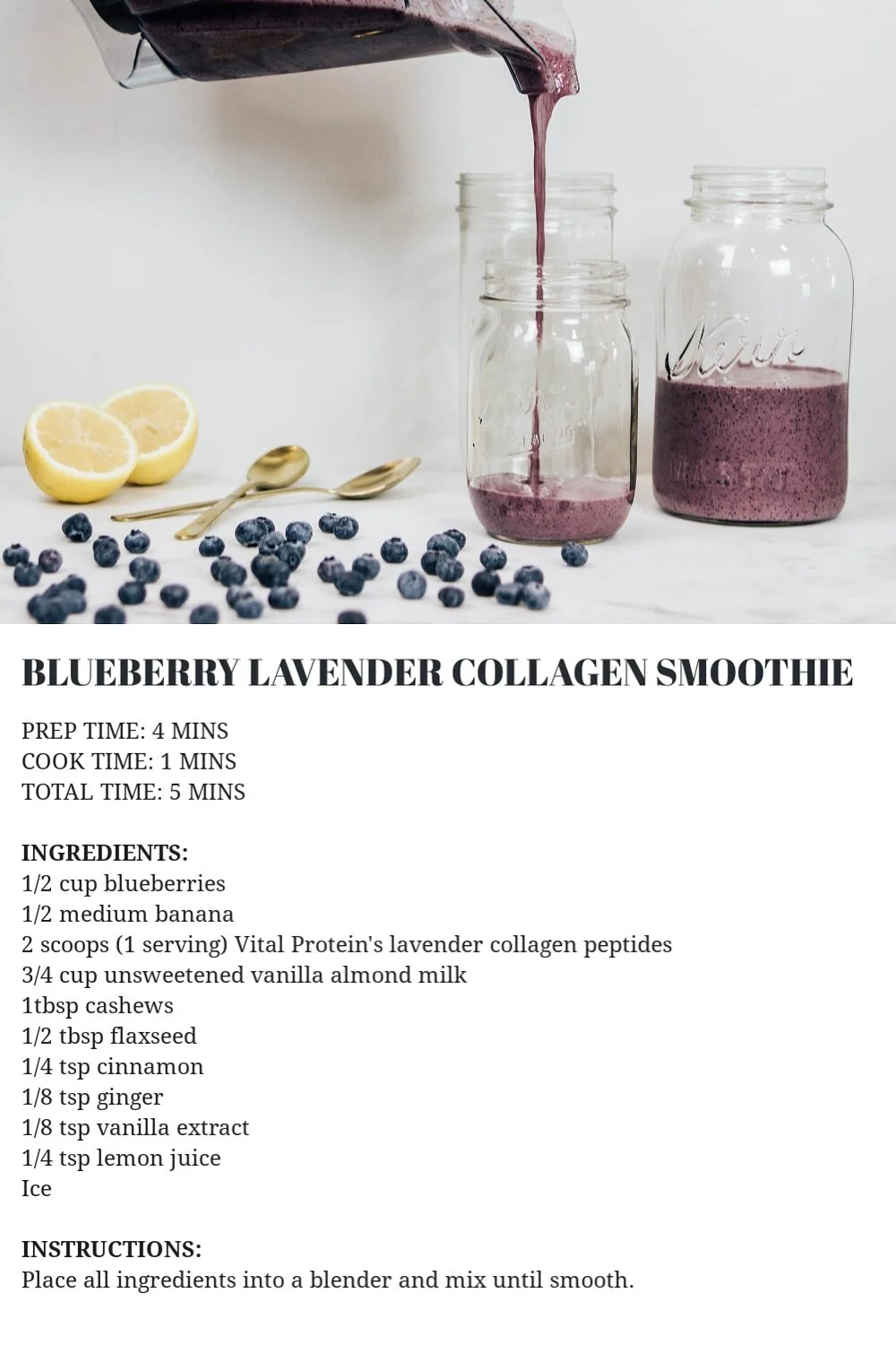 Blueberry Lavender Collagen Smoothie Elle Leonard Blueberry lavender collagen smoothie elle leonard