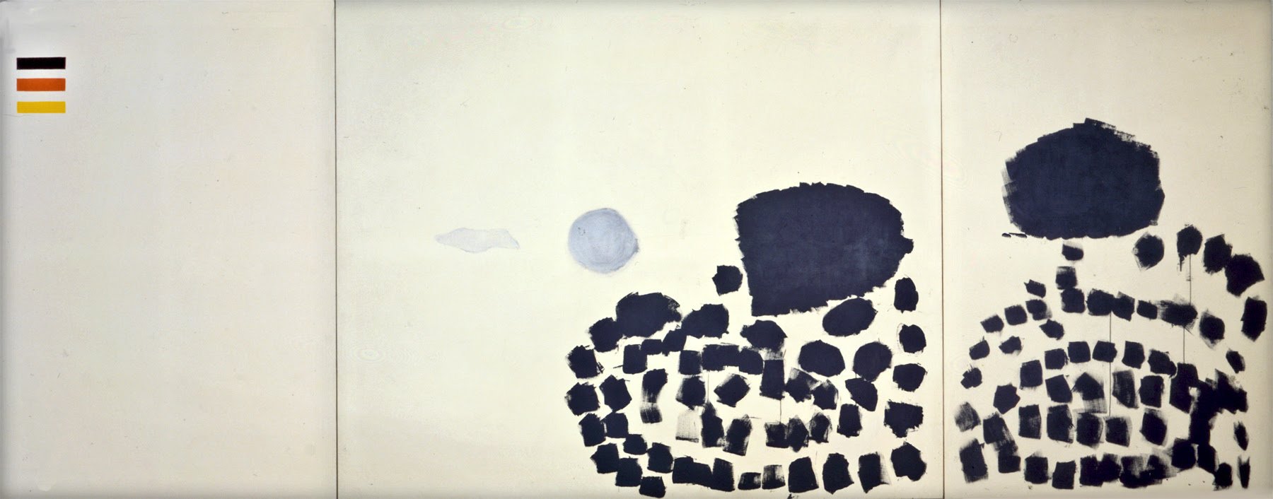  Adolph Gottlieb  Triptych  1971 acrylic on canvas 90 x 228 inches overall, 90 x 60 in., 90 x 108 in., 90 x 60 in 