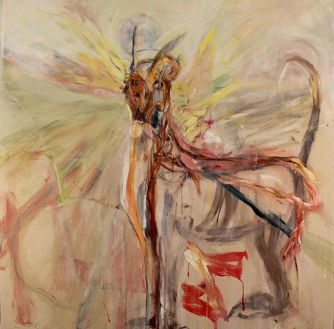   SR Mattoose  Silver City, NM @mattoose_paintiings    Manticore , 2023  Oil on canvas  60 x 60 inches  SR Mattoose was born in a small, southwest border town in Texas. Mattoose discovered his passion for art during his first semester of college, in 