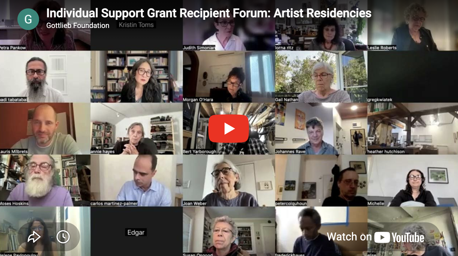 Individual Support Grant Recipient Forum: Artist Residencies