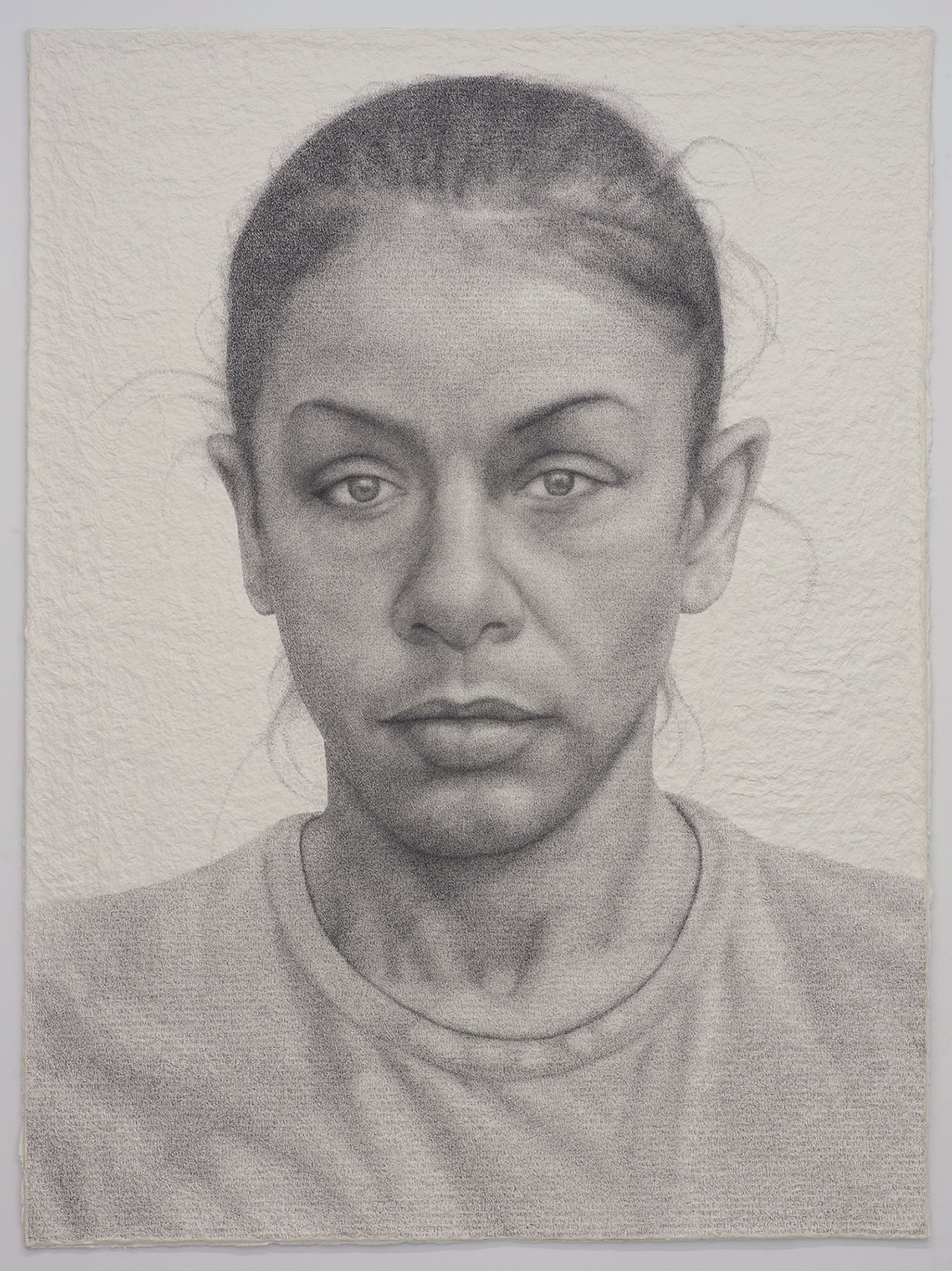   Ben Durham  Richmond, VA  @bendurhamstudio    Katrina,  2025 Graphite text on handmade paper 58 x 24 inches  Ben Durham lives and works in Richmond, VA. He was born in Lexington, KY and received his BFA from Washington University in St. Louis in 20