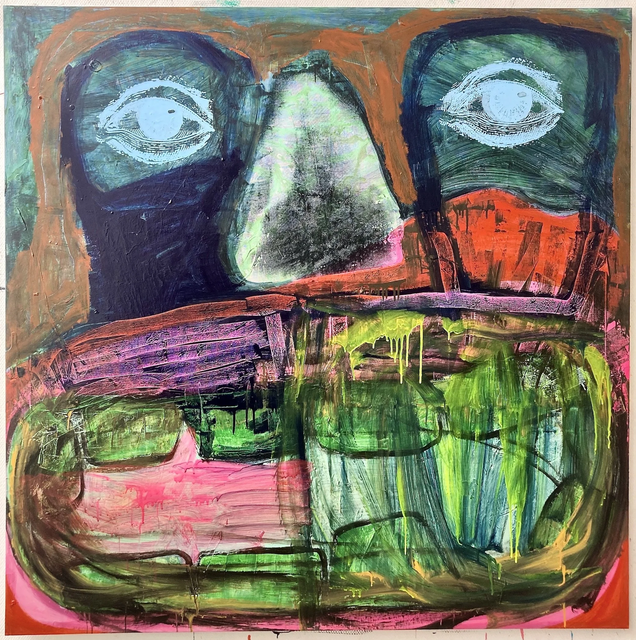   Edouard Prulhière  Malakoff, France&nbsp;  @edouardprulhiere    Untitled,  2024 Ink and acrylic on canvas 63 x 63 inches  Edouard Prulhière’s work has been showing internationally since 1992, with solo exhibitions in Paris, New York, Stuttgart and 
