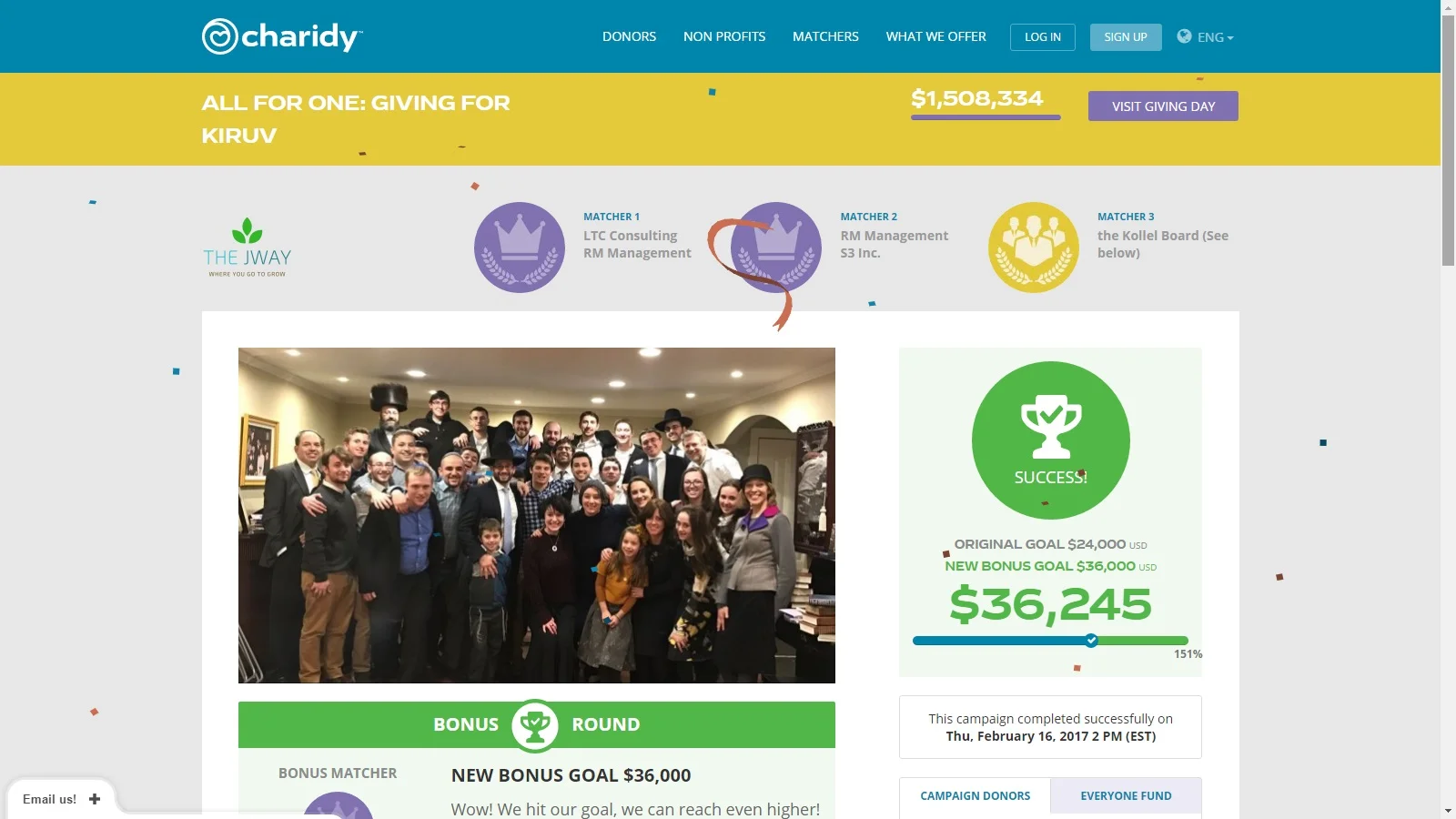 140 Generous Donors Donate $50k to the JWAY in 24 Hours