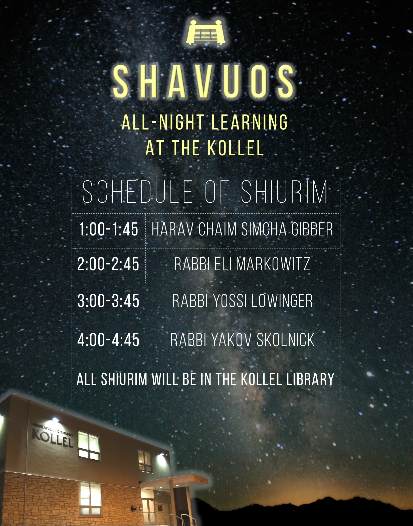 Shavuos Night Learning