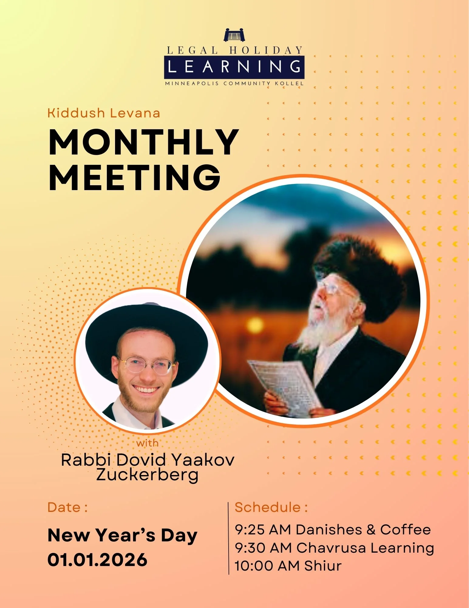 Jan. 1st Legal Holiday Learning: Monthly Meeting