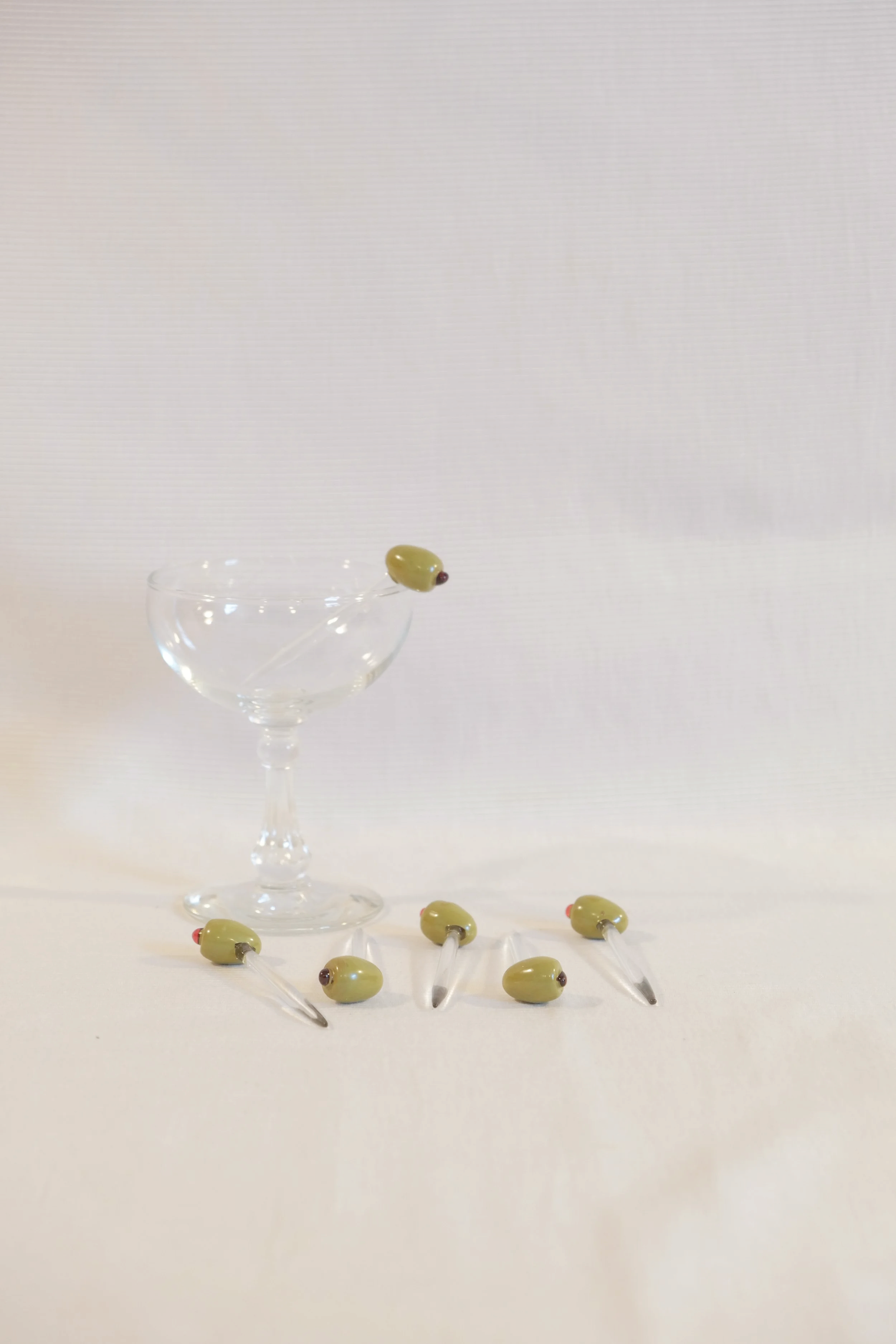 Olive Glass Cocktail Pick Set